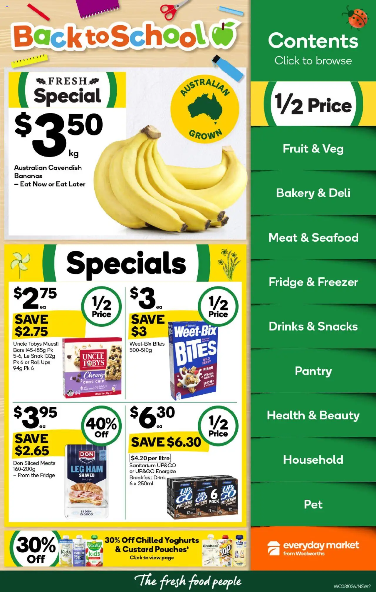 Woolworths catalogue - valid from 08.10.2025 | Page: 2 | Products: Household, Bananas, Meat, Bakery