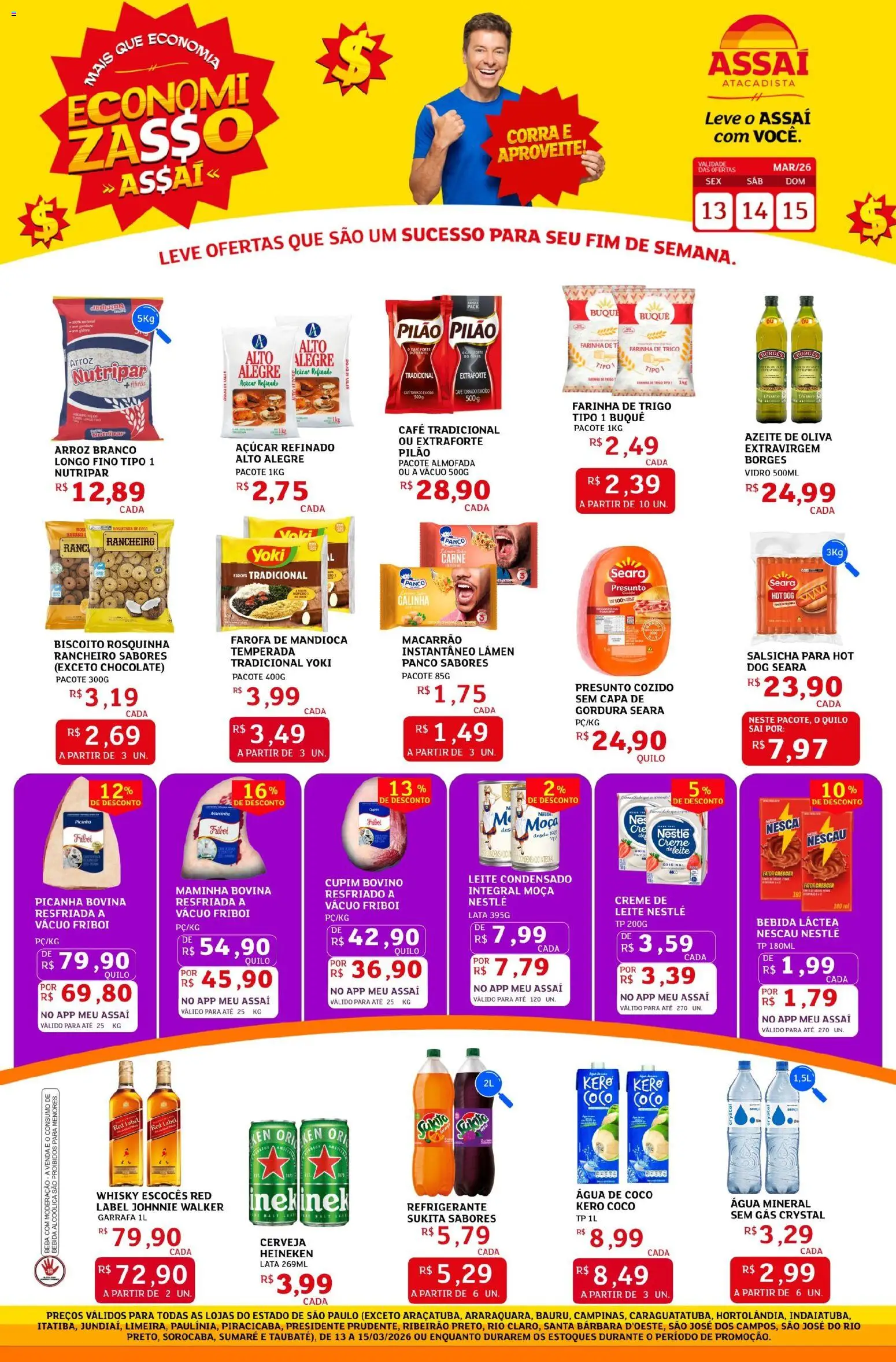 Assaí Atacadista Folheto - válido de 13.03.2026 | Página: 1 | Produtos: Nescau, Farinha de trigo, Almofada, Bebida