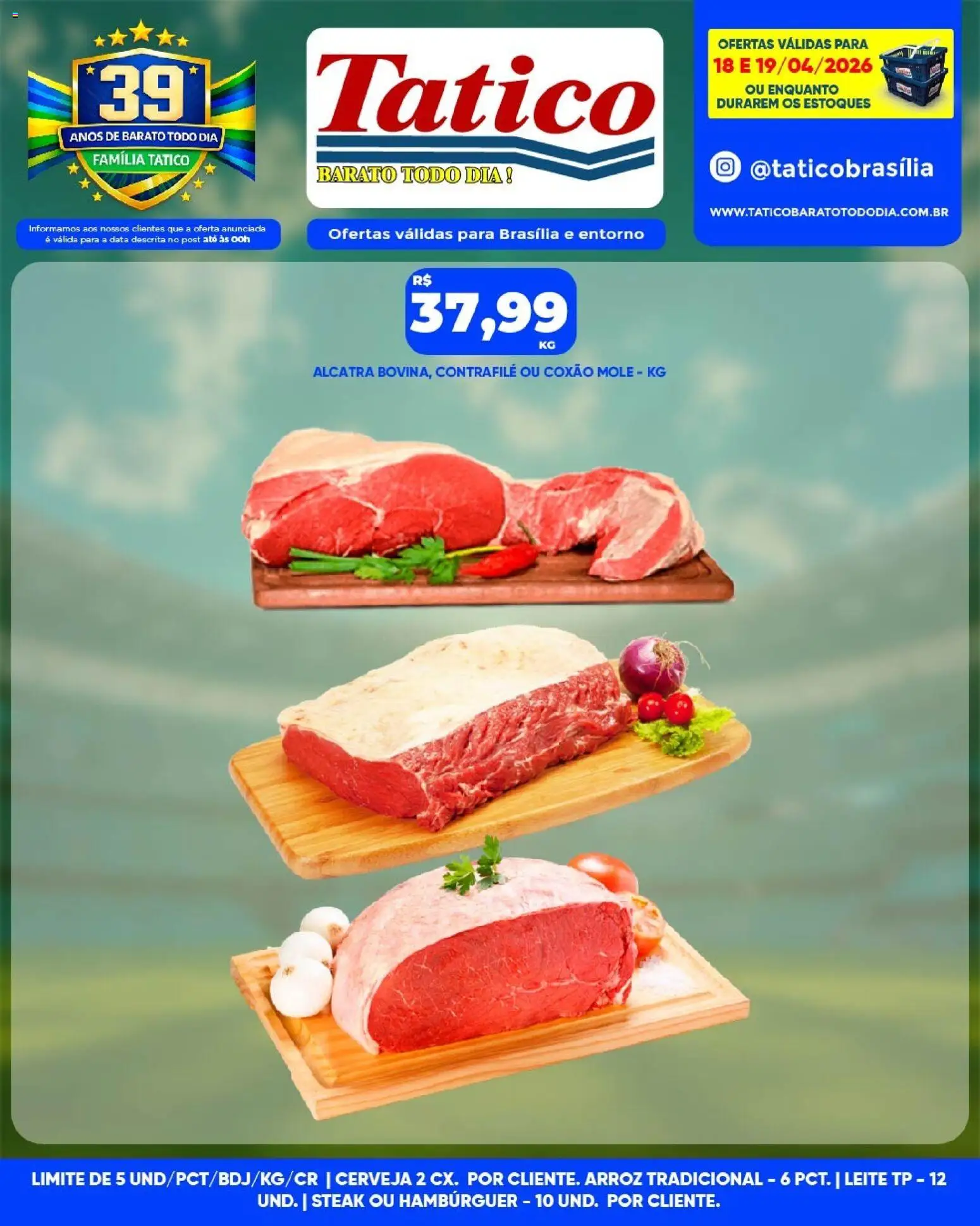 Tatico Folheto - válido de 20.04.2026 | Página: 32 | Produtos: Alcatra, Leite, Cerveja, Arroz