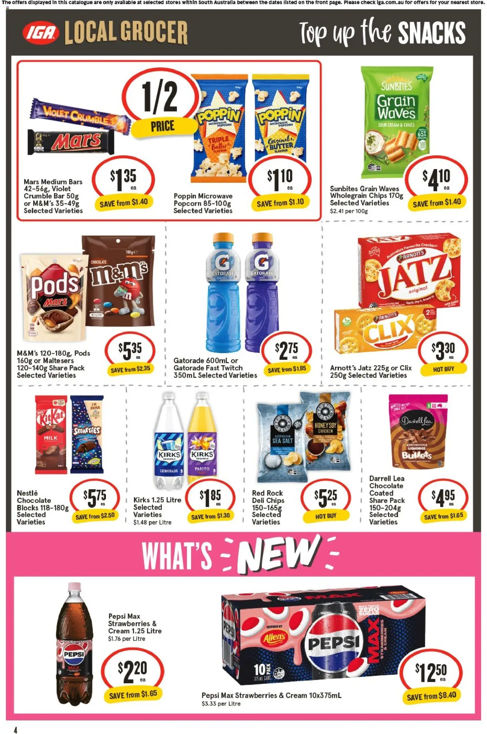 IGA catalogue - valid from 07.01.2026 | Page: 4 | Products: Milk, Chicken, Chips, Dog food