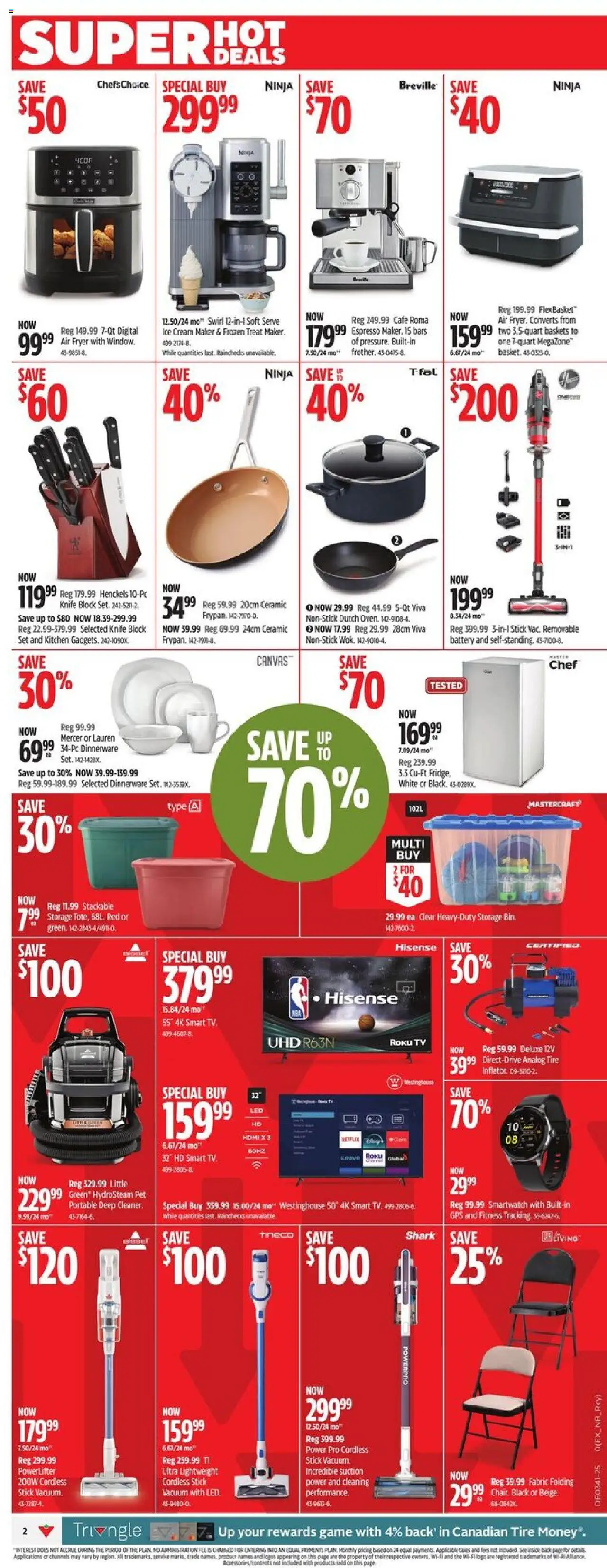 Canadian Tire flyer valid from 02.10.2025 | Page: 2 | Products: Ice cream, Tv, Game, Fryer