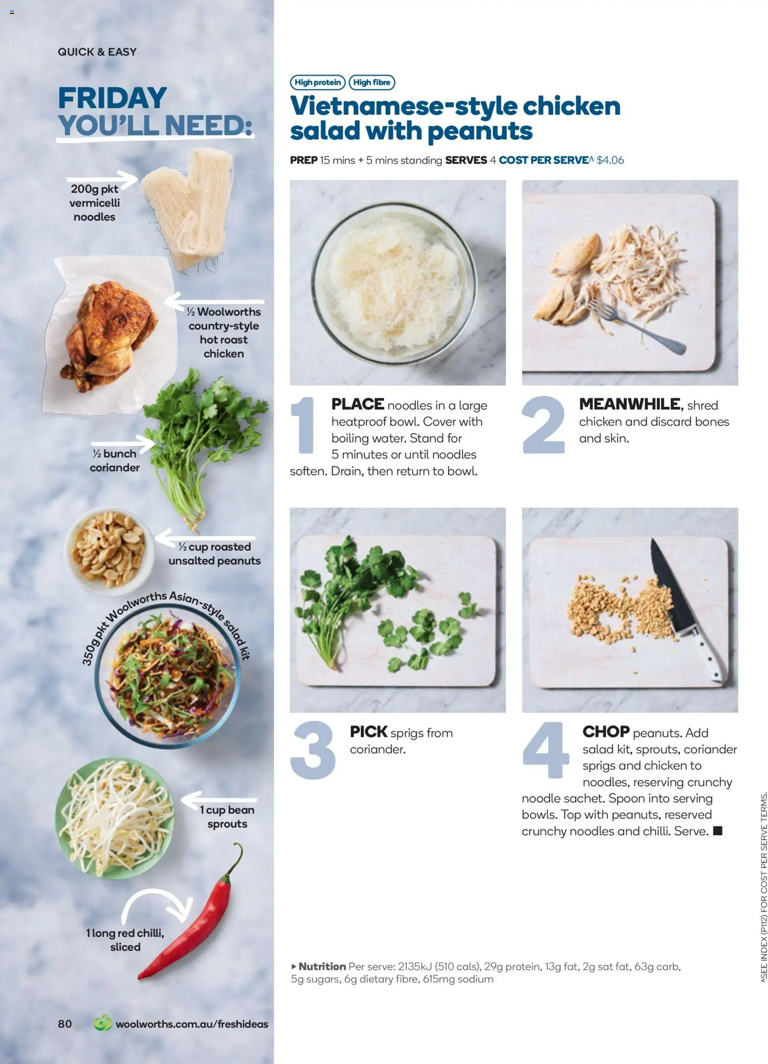 Woolworths catalogue - valid from 01.11.2025 | Page: 80 | Products: Chicken, Noodles, Peanuts, Salad