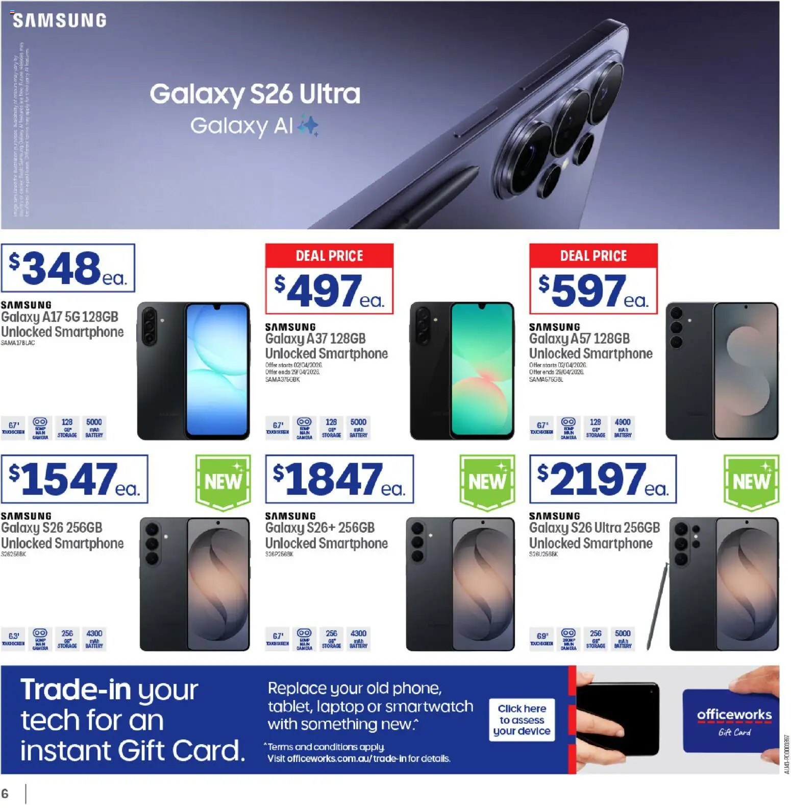 Officeworks catalogue - valid from 31.03.2026 | Page: 6 | Products: Battery, Smartphone, Laptop, Screen