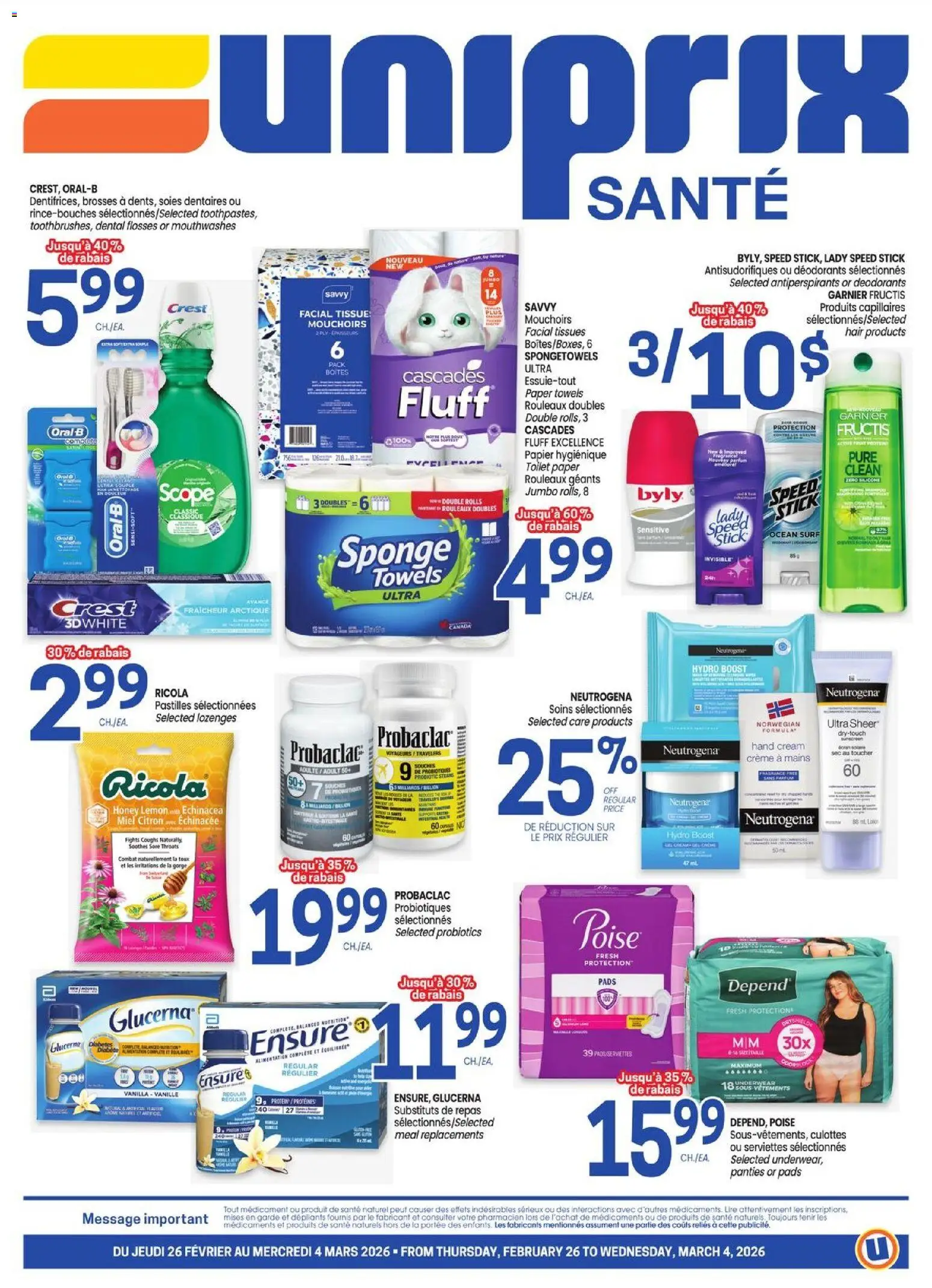 Uniprix flyer valid from 26.02.2026 | Page: 1 | Products: Cream, Hand cream, Underwear, Panties