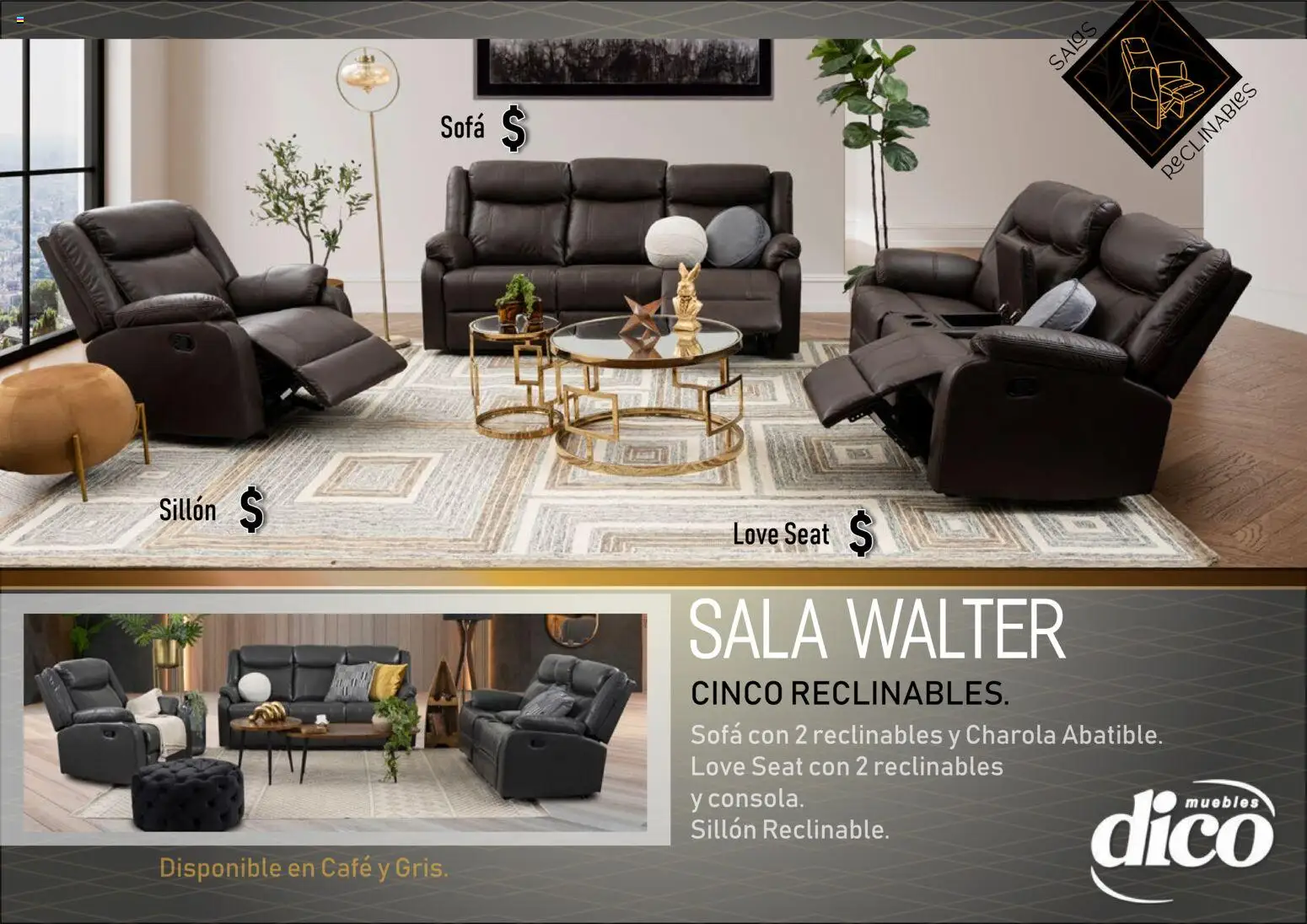 Nuevas ofertas de Muebles Dico válidas en toda la República Mexicana desde el 01.01.2026. ¡Encuentra las mejores ofertas en Muebles Dico catálogo Salas reclinables! | Página: 7 | Productos: Sofá