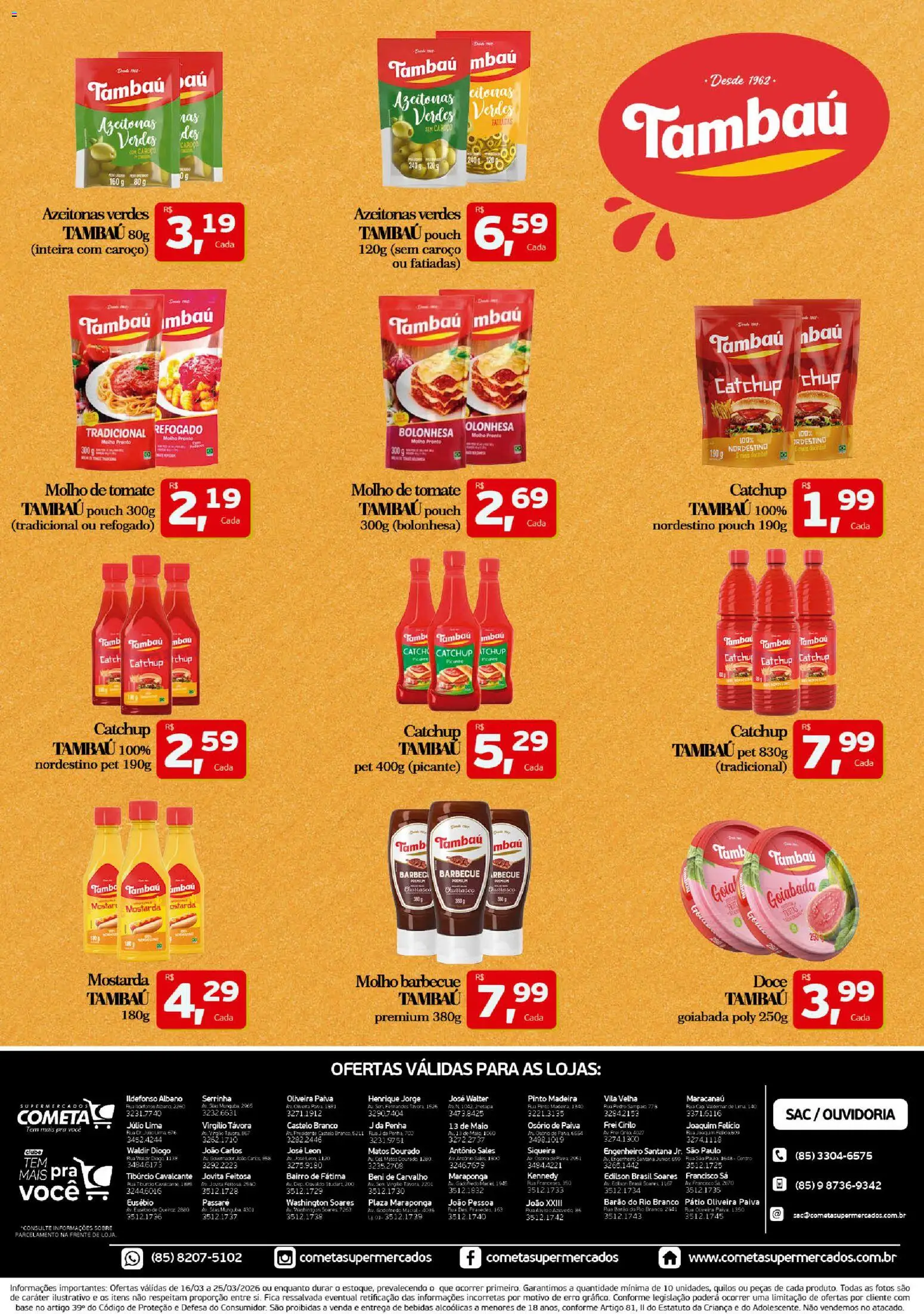 Cometa Supermercados Folheto - válido de 16.03.2026 | Página: 2 | Produtos: Azeitonas, Molho de tomate, Base, Goiabada