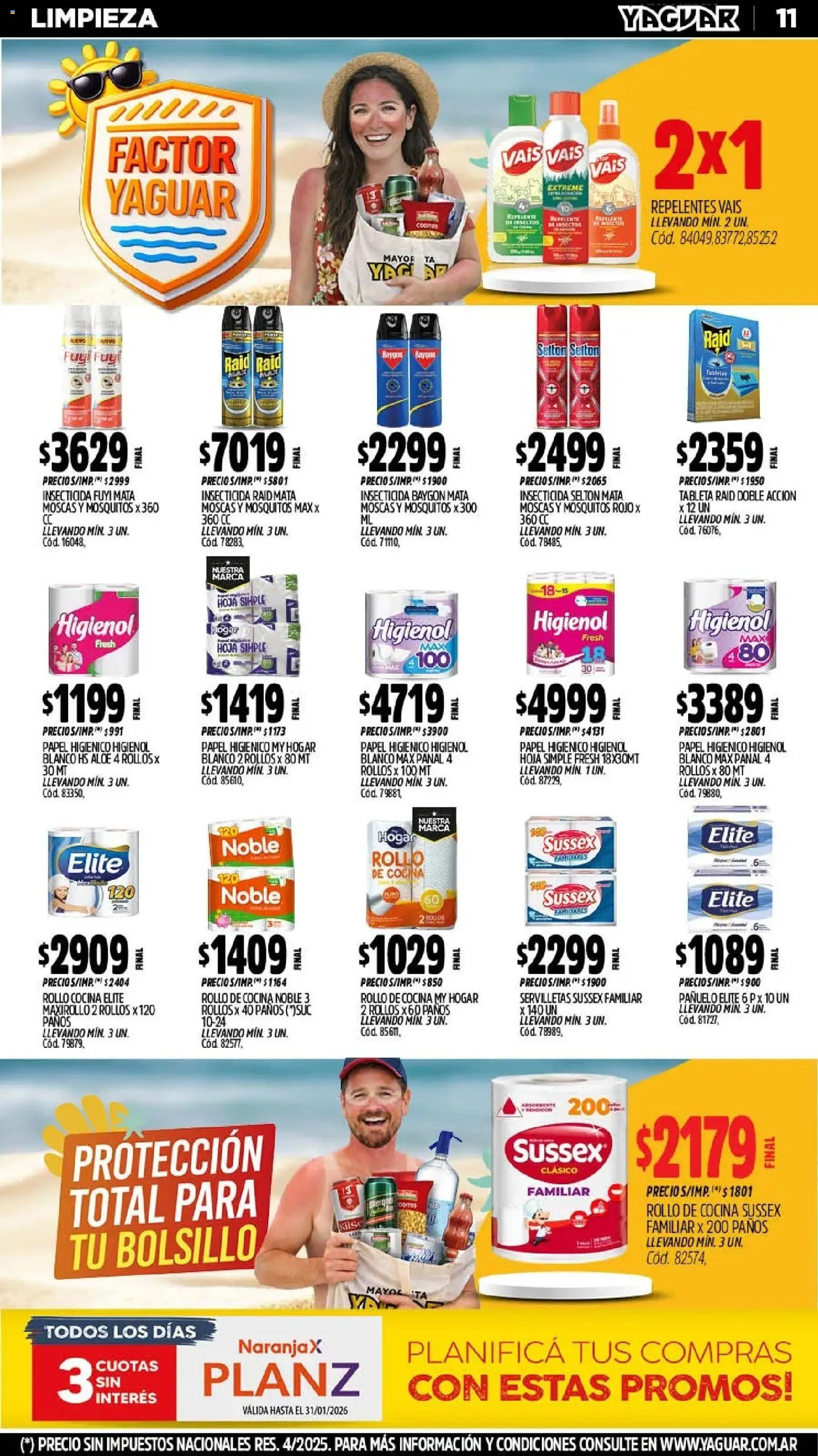 Yaguar - Oferta Semanal Misiones │ válido desde el 26.01.2026 | Página: 11 | Productos: Tableta, Repelente, Papel higiénico, Servilletas