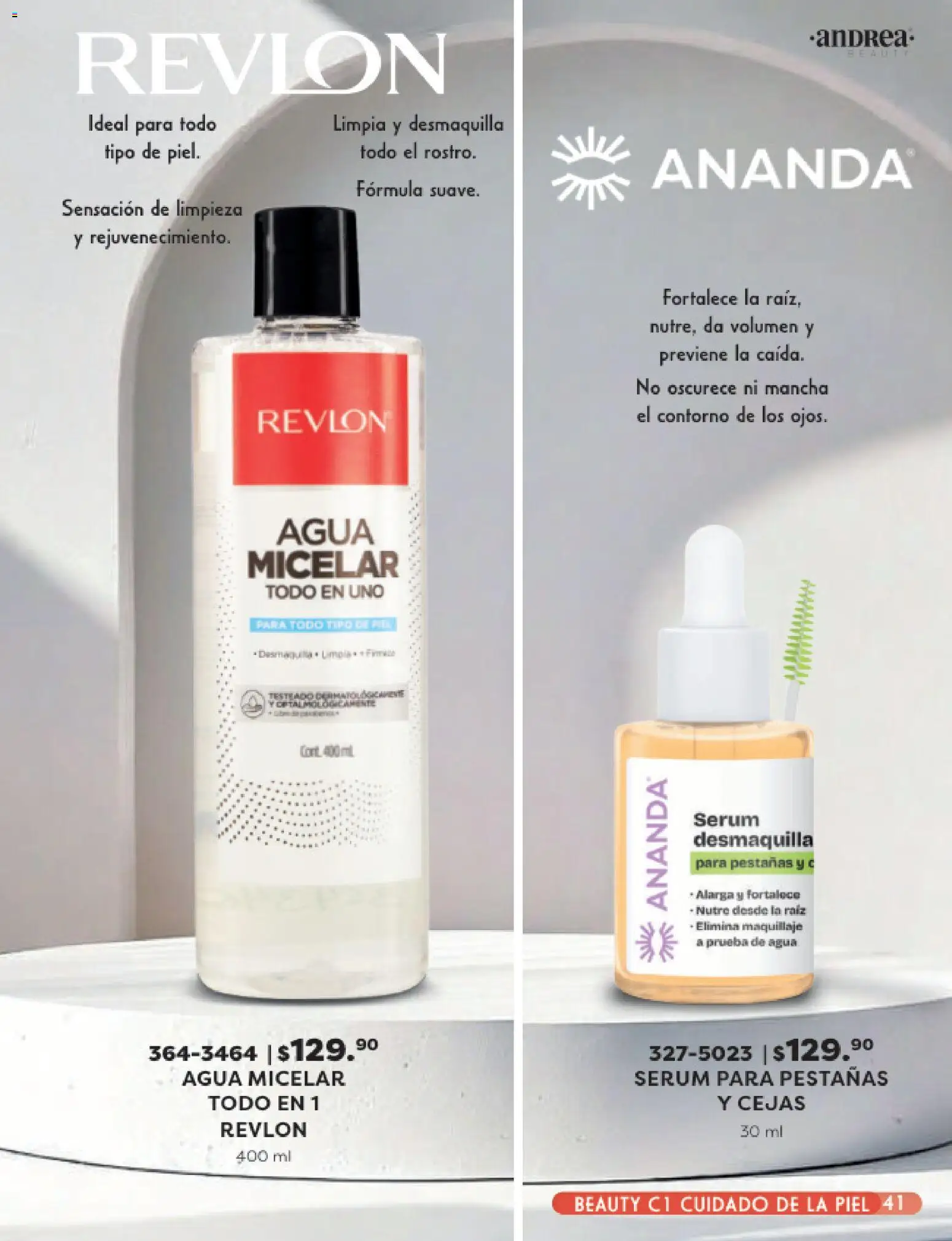 Nuevas ofertas de Andrea válidas en toda la República Mexicana desde el 25.01.2026. ¡Encuentra las mejores ofertas en Andrea catálogo Beauty! | Página: 41 | Productos: Serum, Contorno, Maquillaje, Agua micelar