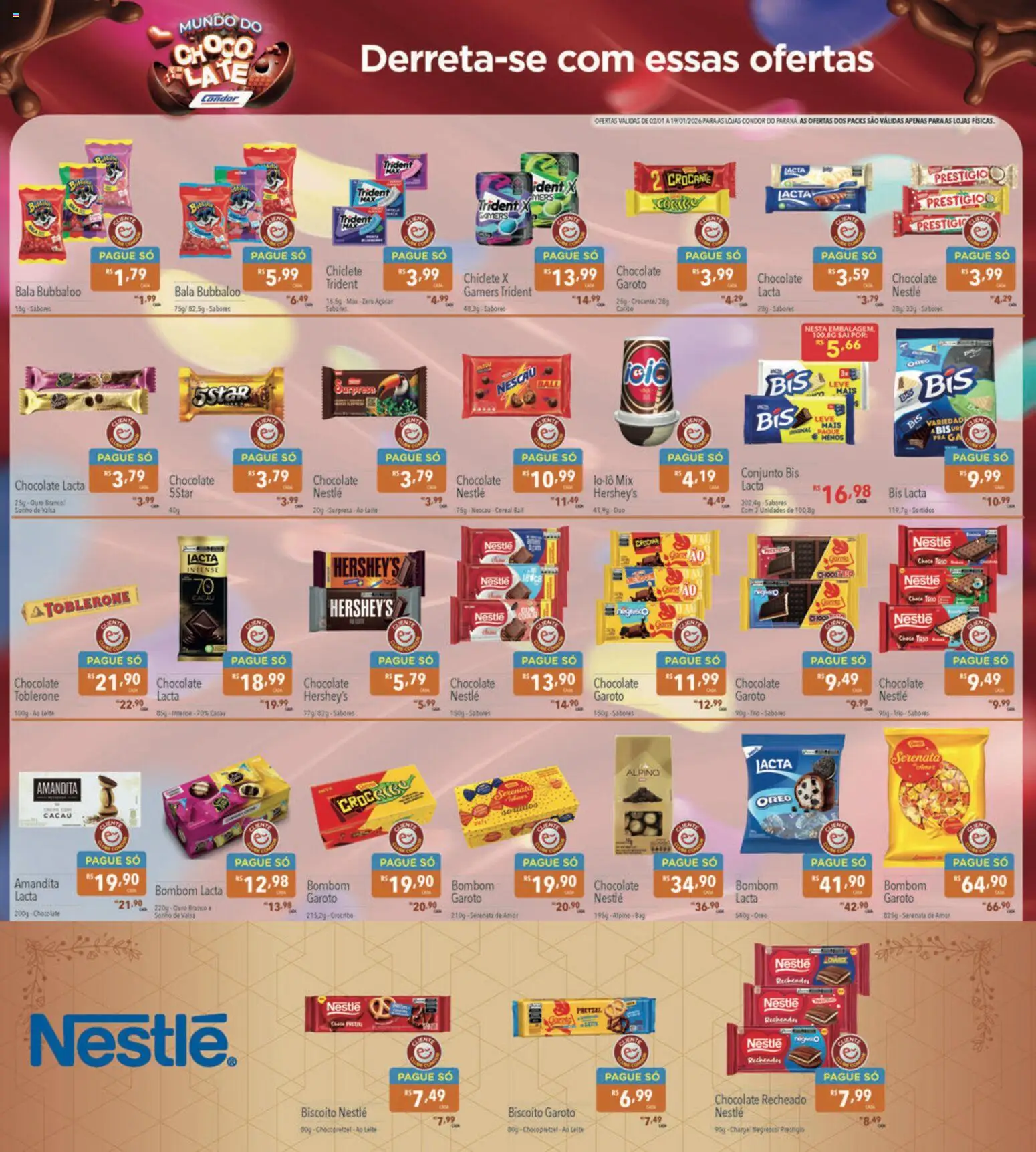 Supermercados Condor Folheto - válido de 02.01.2026 | Página: 8 | Produtos: Biscoito, Chocolate, Açúcar, Chiclete