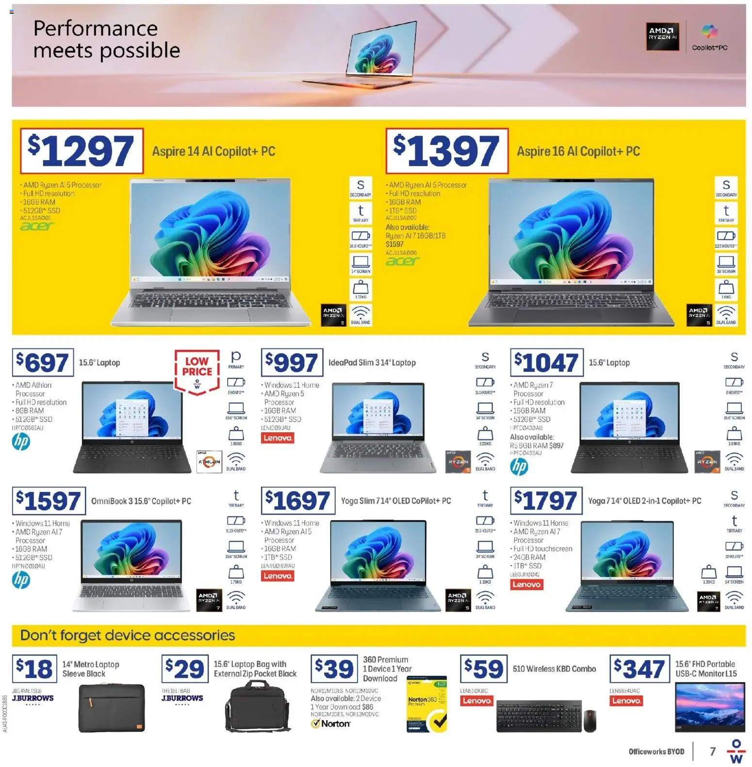 Officeworks catalogue - valid from 01.01.2026 | Page: 7 | Products: Accessories, Monitor, Pc, Laptop