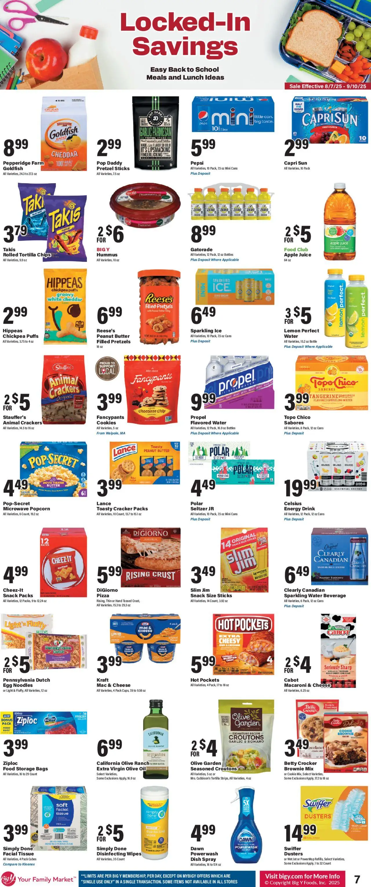 Big Y Weekly Ad - valid from 07.08.2025 | Page: 11 | Products: Pizza, Fish, Sugar, Freezer