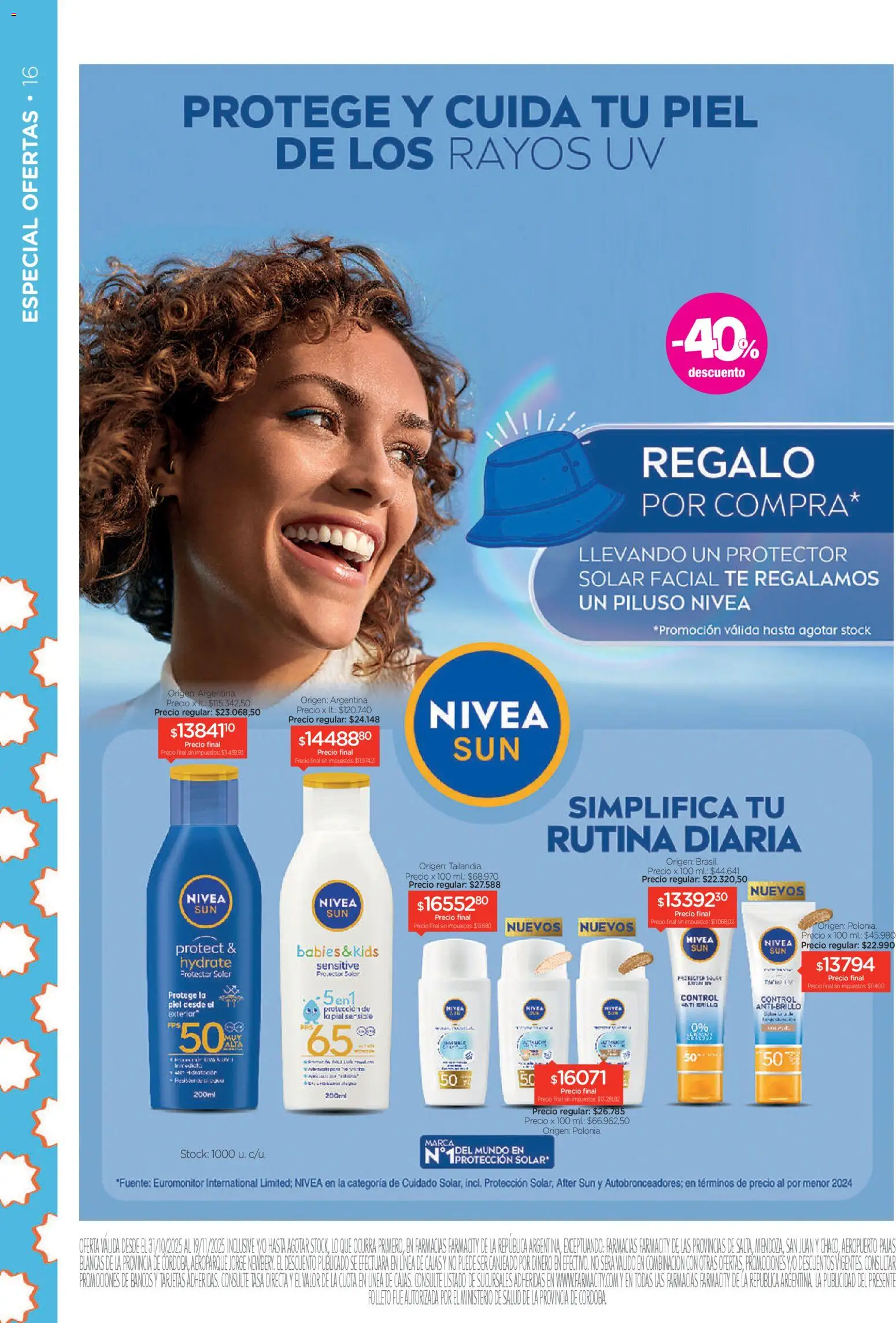 Farmacity catálogo │ válido desde el 30.10.2025 | Página: 16 | Productos: Piluso, Protector solar, Brillo, Té