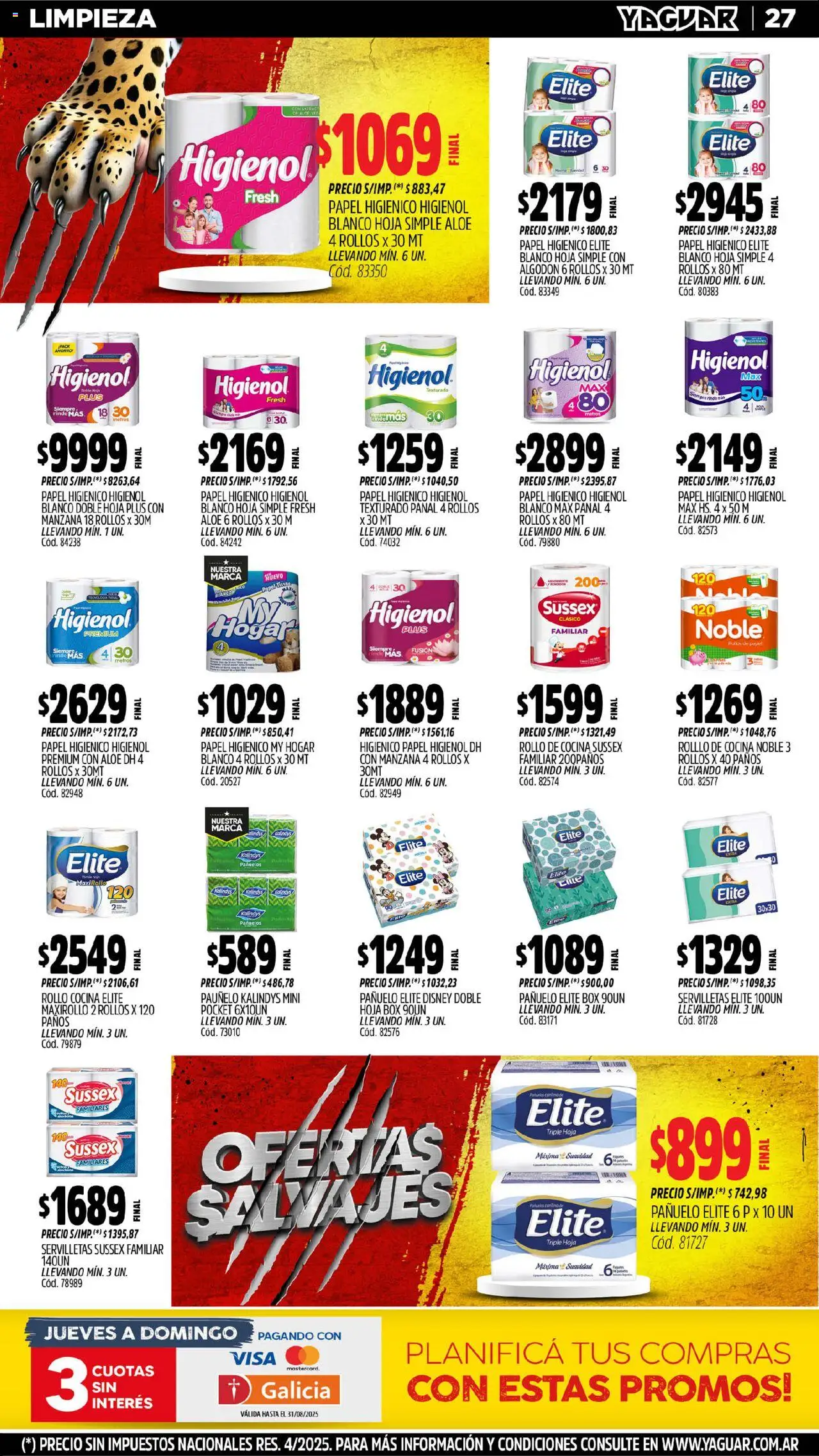 Yaguar - Jujuy │ válido desde el 04.08.2025 | Página: 28 | Productos: Algodón, Pañuelo, Cocina, Servilletas