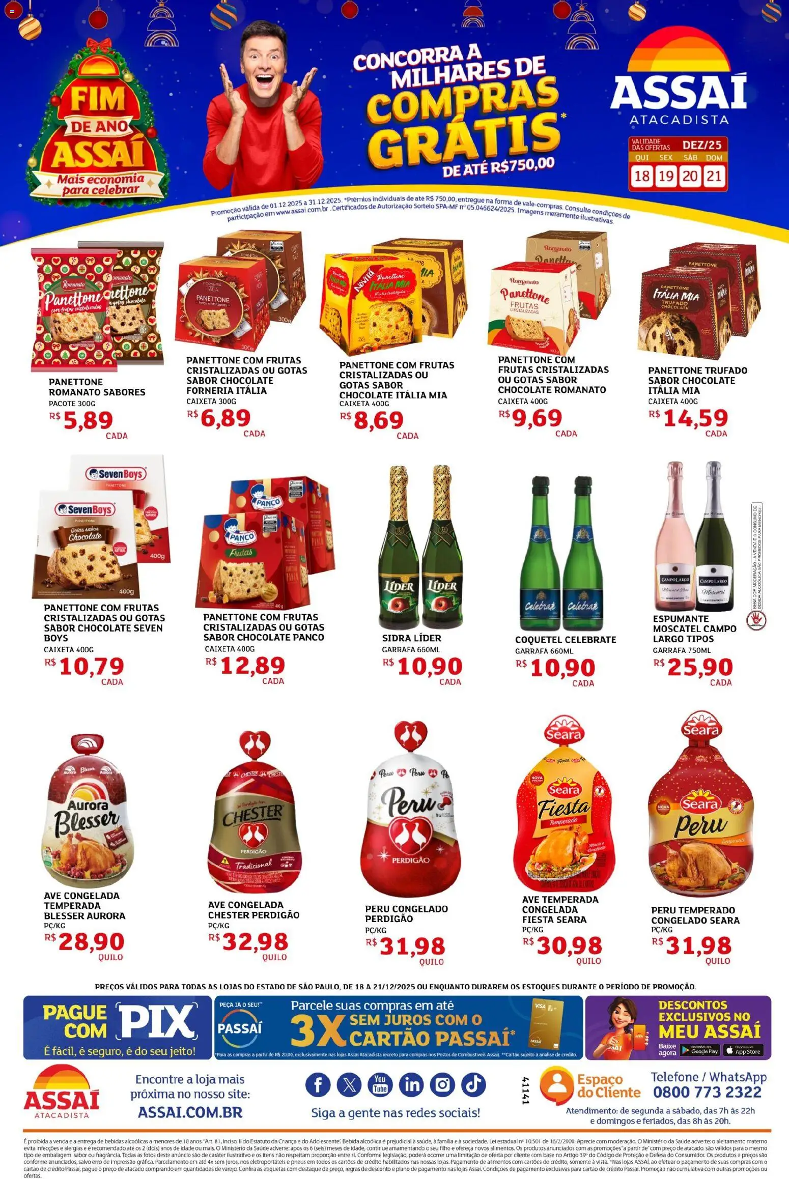 Assaí Atacadista Folheto - válido de 18.12.2025 | Página: 1 | Produtos: Pó, Panettone, Base, Bebida