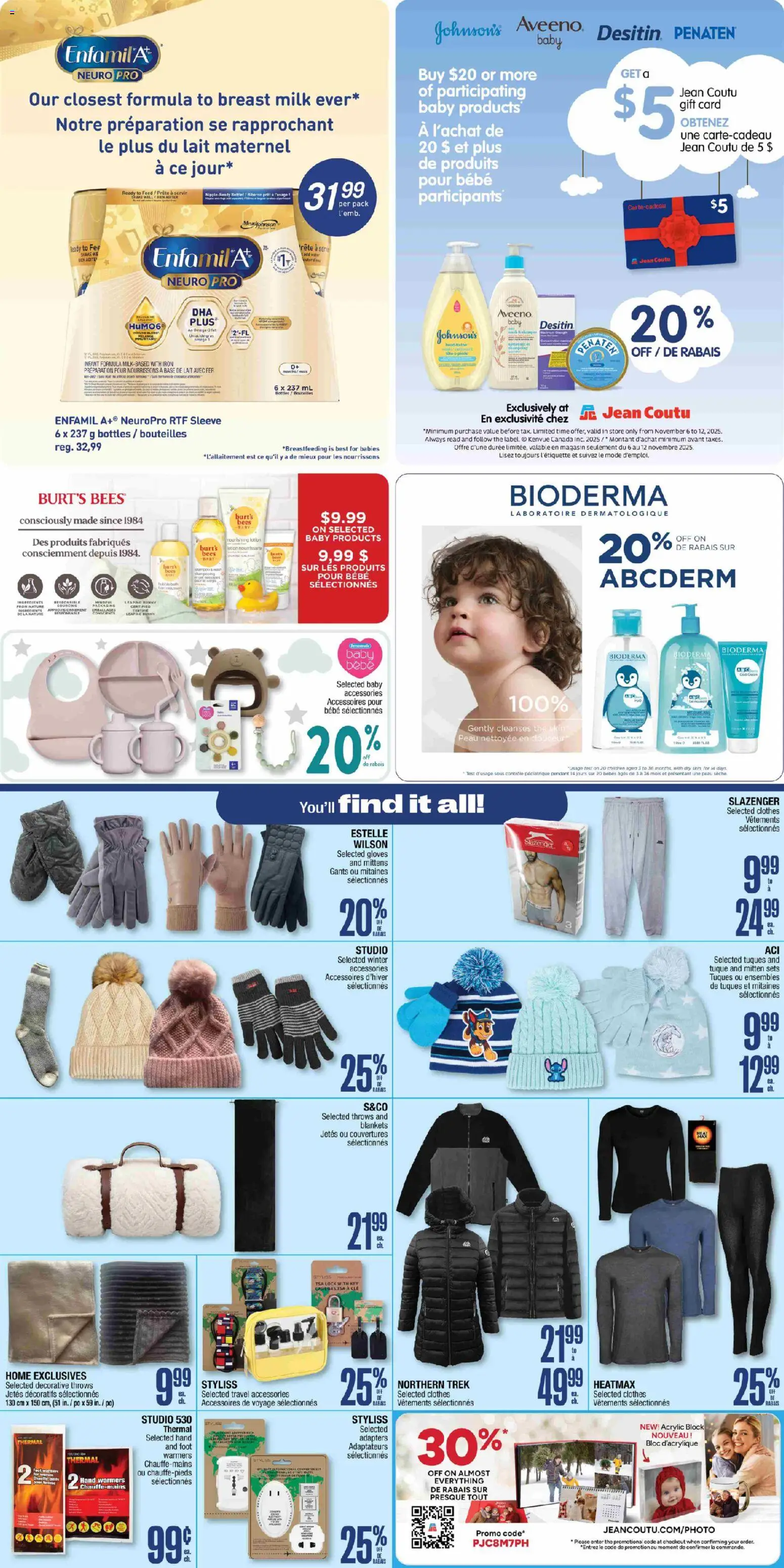 Jean Coutu flyer valid from 06.11.2025 | Page: 6 | Products: Gloves, Bath, Clothes, Milk