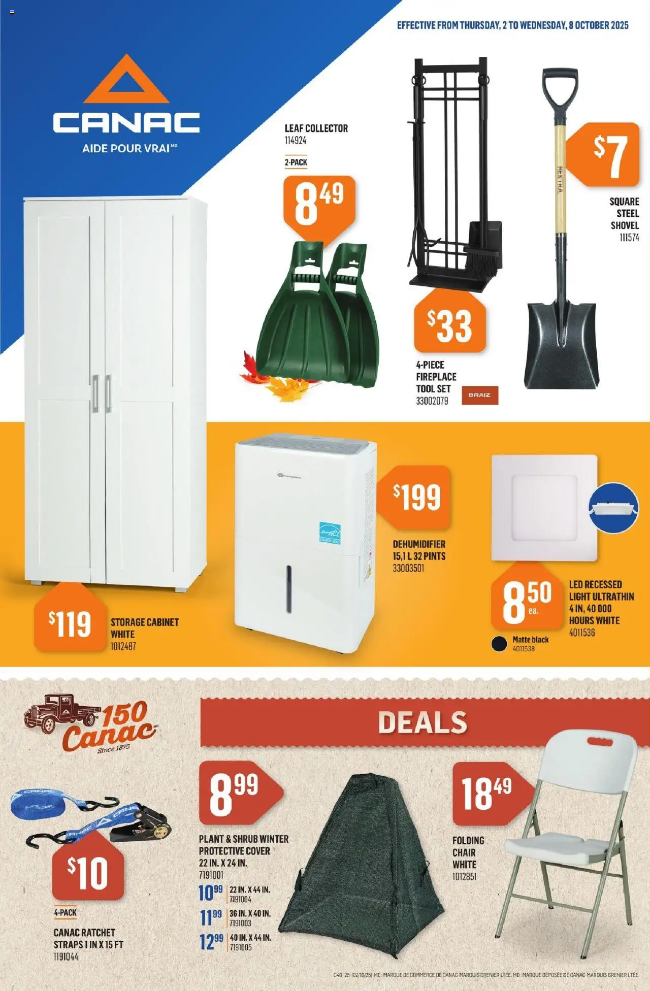 Canac flyer valid from 02.10.2025 | Page: 1 | Products: Chair, Cabinet