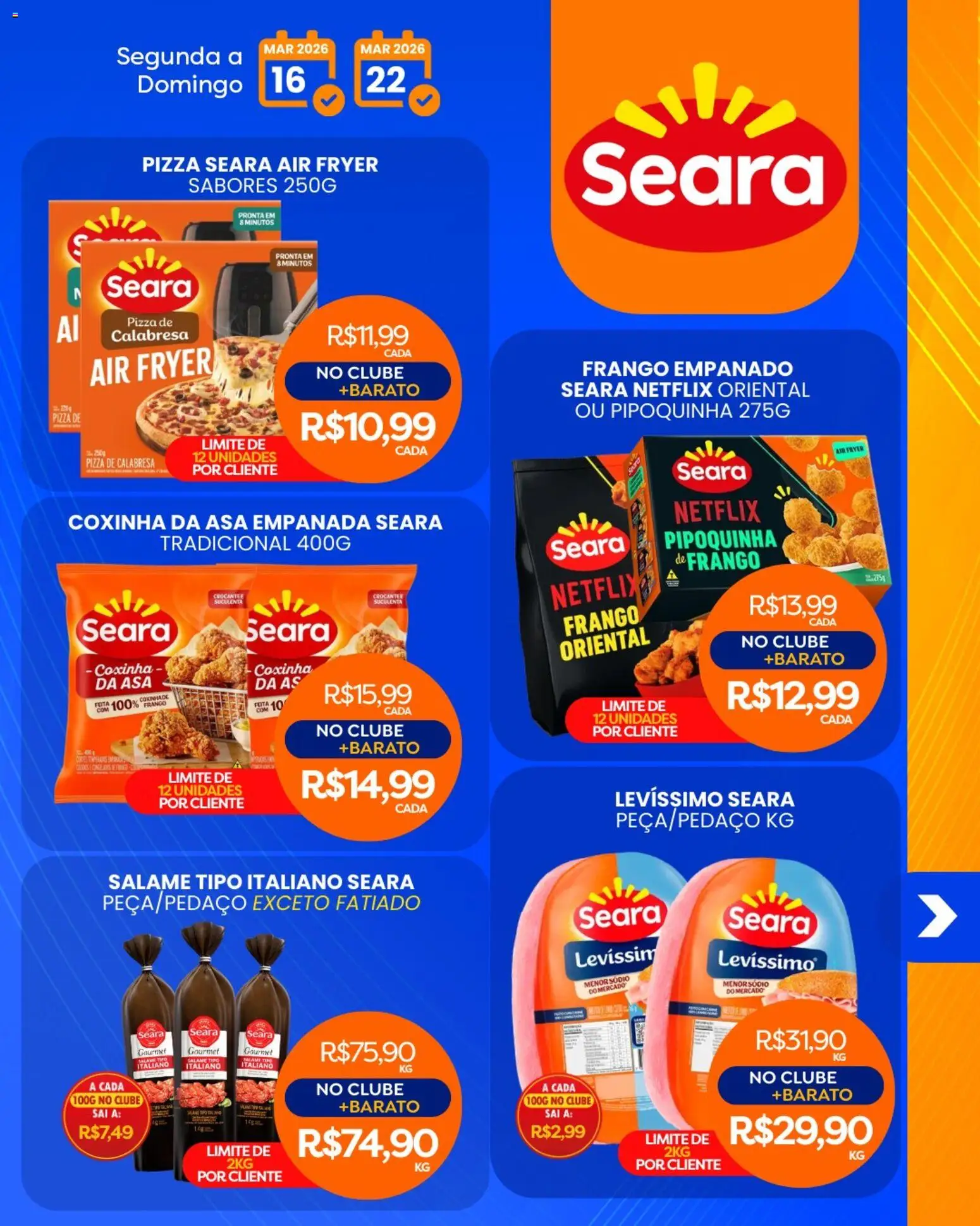 Rede Bom Lugar Folheto - válido de 16.03.2026 | Página: 4 | Produtos: Air fryer, Salame, Pizza, Frango