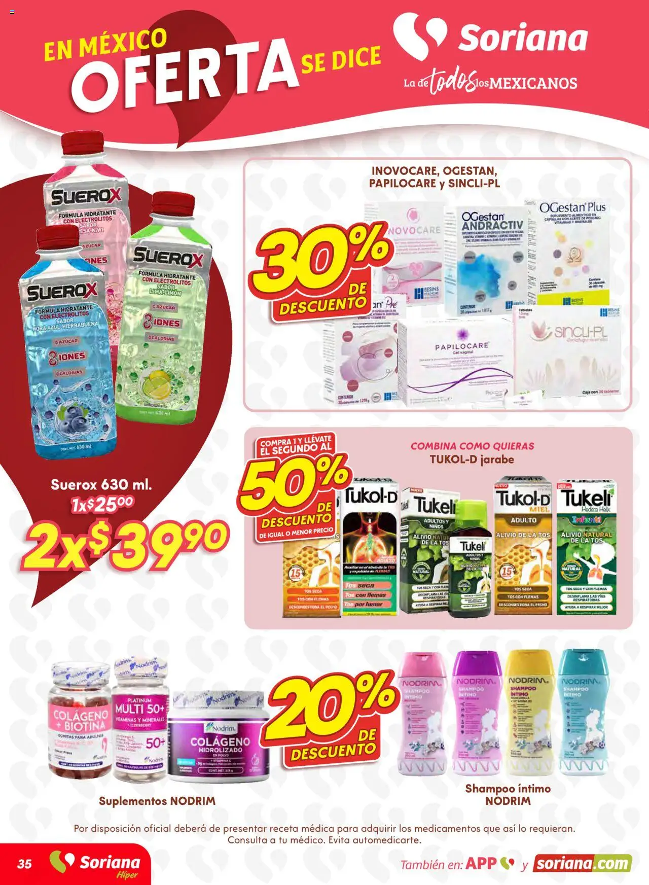 Nuevas ofertas de Soriana válidas en toda la República Mexicana desde el 16.10.2025. ¡Encuentra las mejores ofertas en Soriana - Preciazazaso Híper: Valle de México! | Página: 35 | Productos: Azúcar, Limón, Polvo, Gomitas