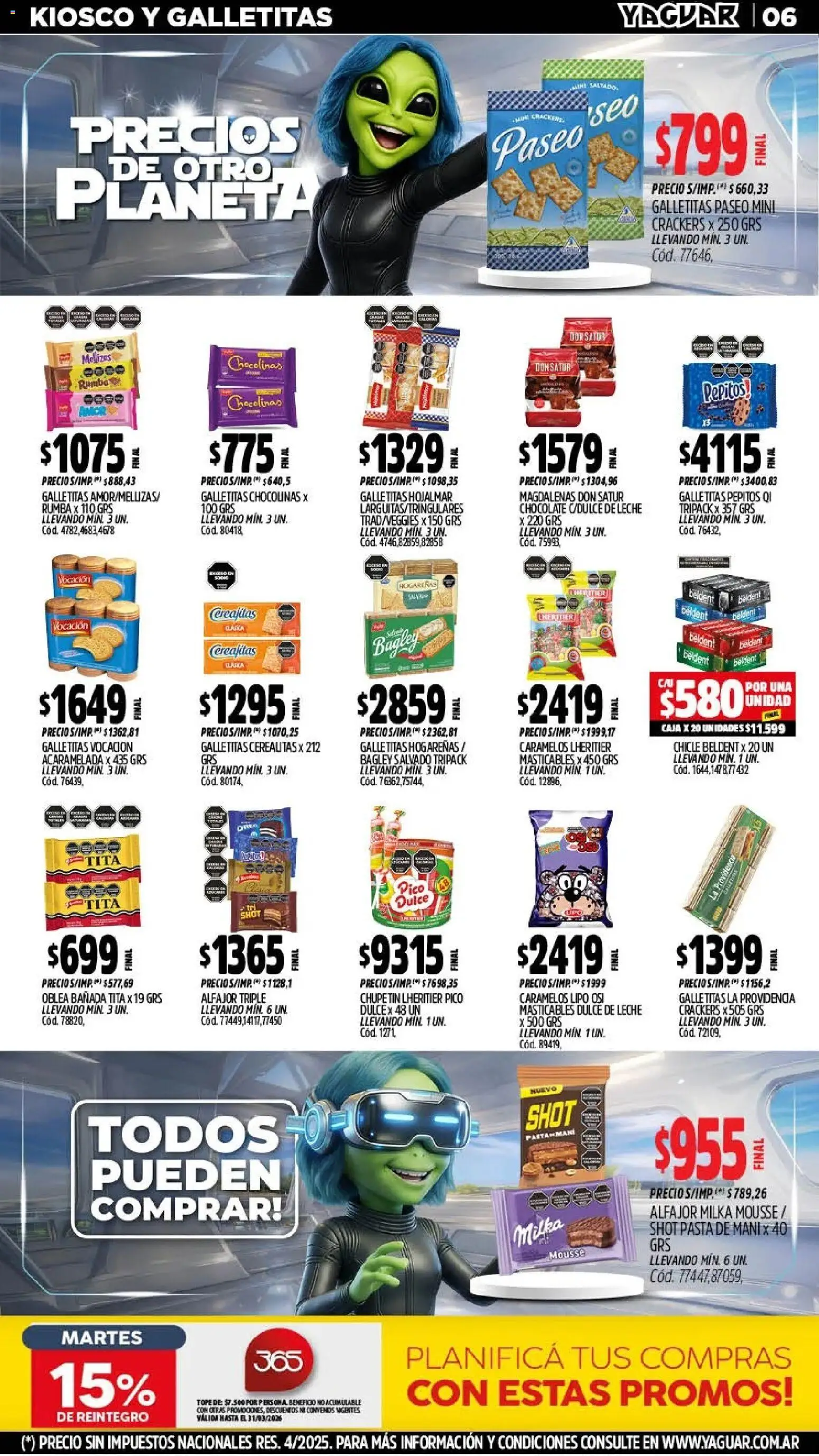 Yaguar - Oferta Semanal Chaco │ válido desde el 09.03.2026 | Página: 6 | Productos: Galletitas, Mousse, Chicle, Pasta