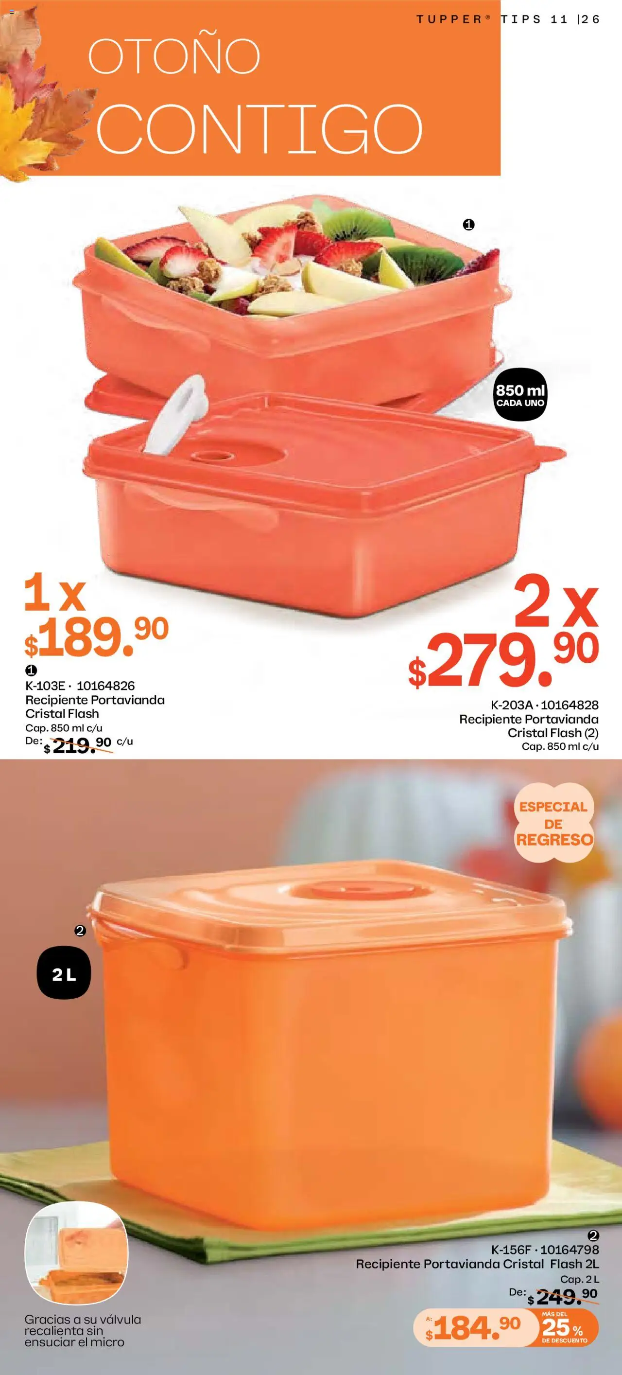 Nuevas ofertas de Tupperware válidas en toda la República Mexicana desde el 06.10.2025. ¡Encuentra las mejores ofertas en Tupperware - Catálogo! | Página: 26 | Productos: Tupper, Válvula