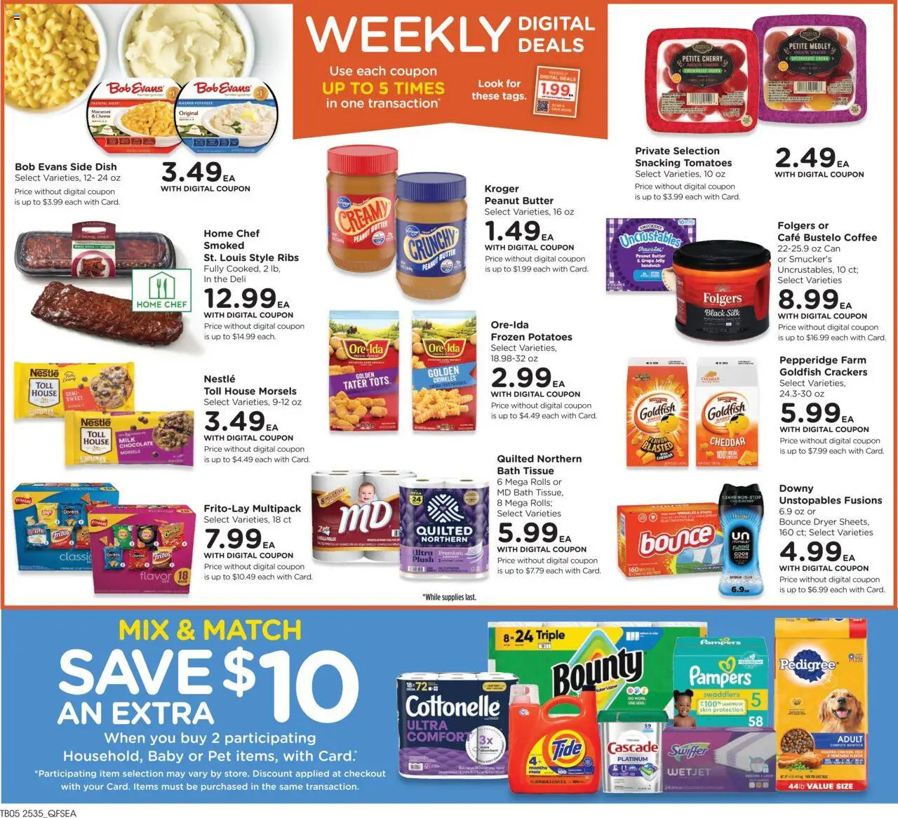 QFC Weekly Ad - valid from 01.10.2025 | Page: 2 | Products: Bath, Cheese, Tomatoes, Dryer
