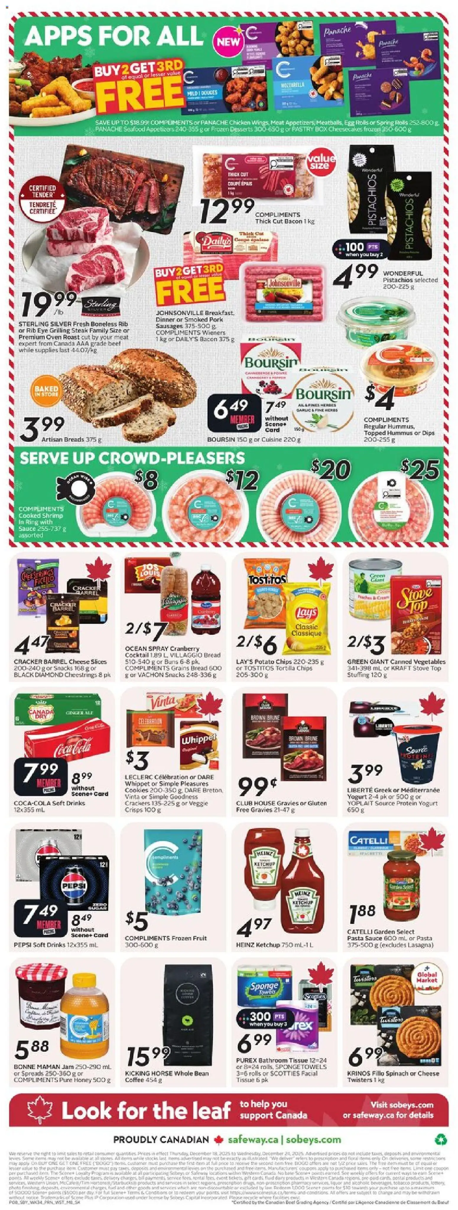 Safeway flyer valid from 18.12.2025 | Page: 4 | Products: Ketchup, Cookies, Sponge, Pork