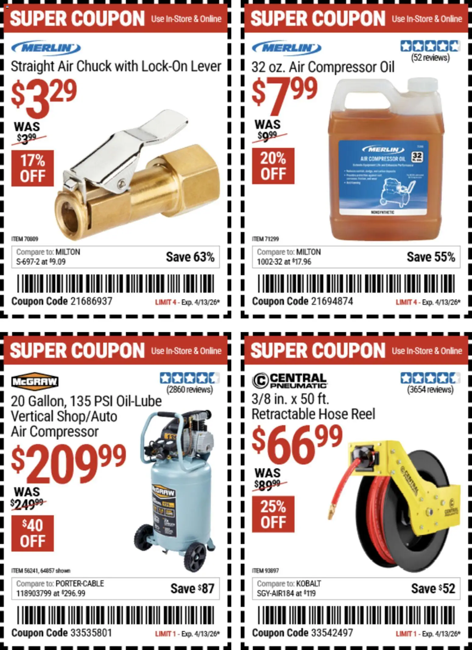 Harbor Freight Weekly Ad - valid from 23.03.2026 | Page: 7 | Products: Compressor, Pneumatic, Oil