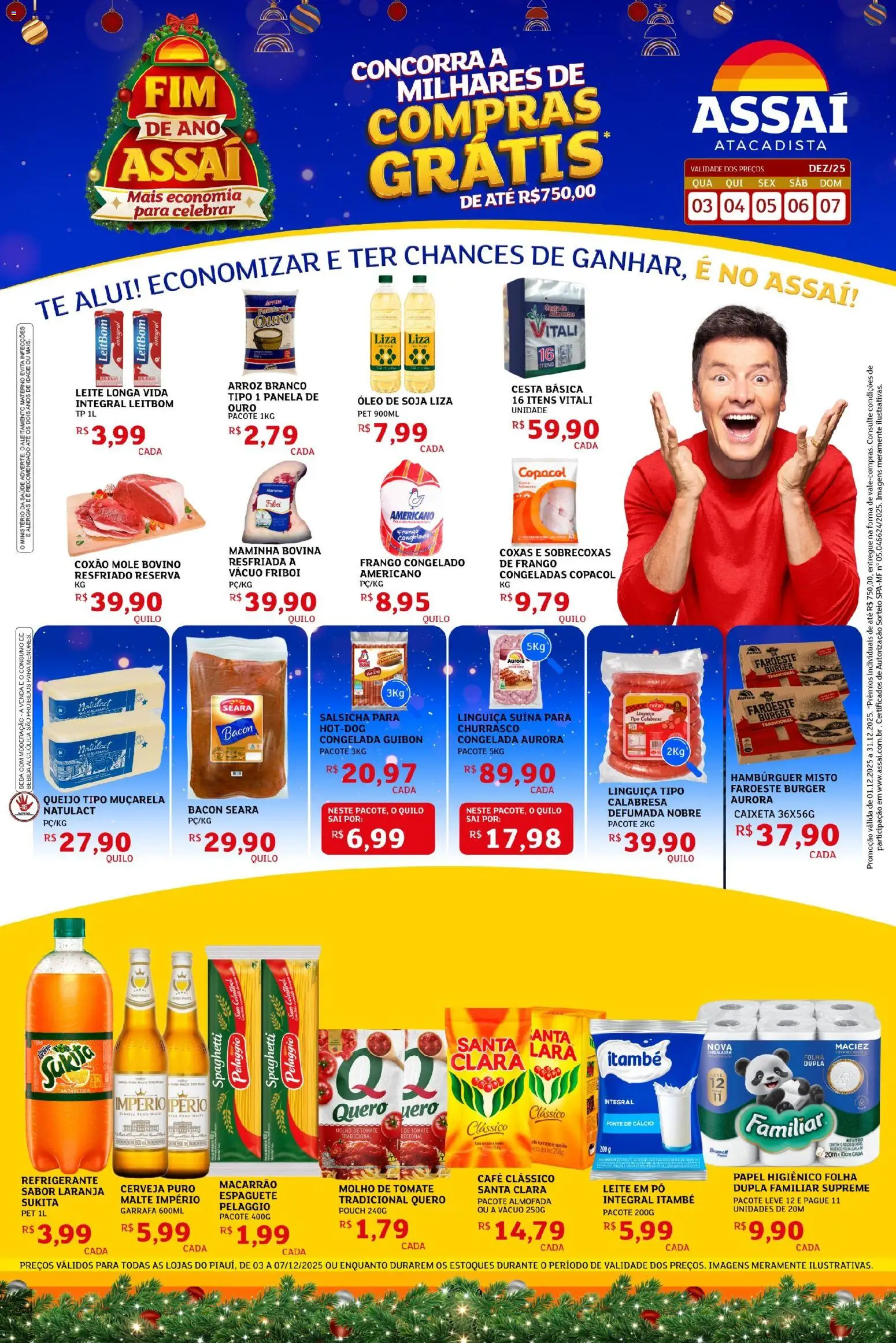 Assaí Atacadista Folheto - válido de 03.12.2025 | Página: 1 | Produtos: Maminha, Leite, Cesta, Mussarela
