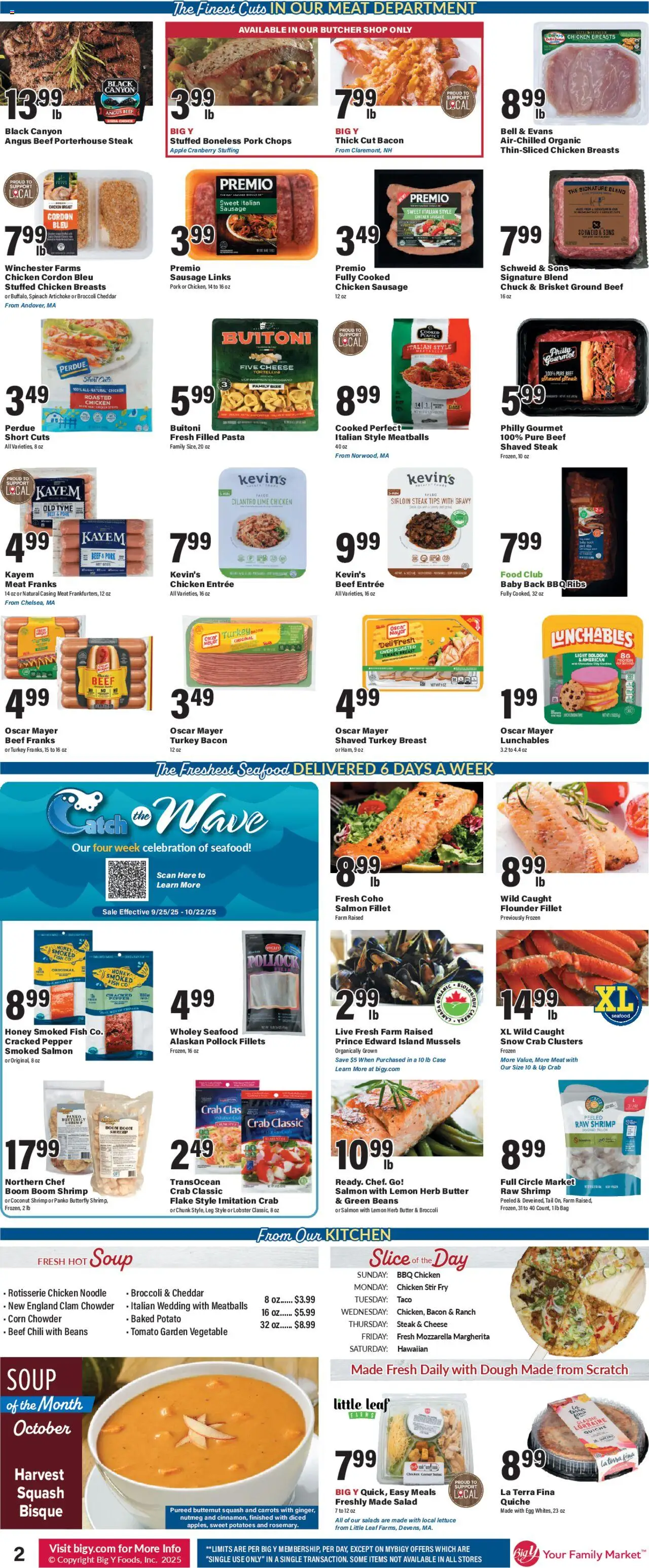 Big Y Weekly Ad - valid from 09.10.2025 | Page: 4 | Products: Butter, Pork, Salad, Lime
