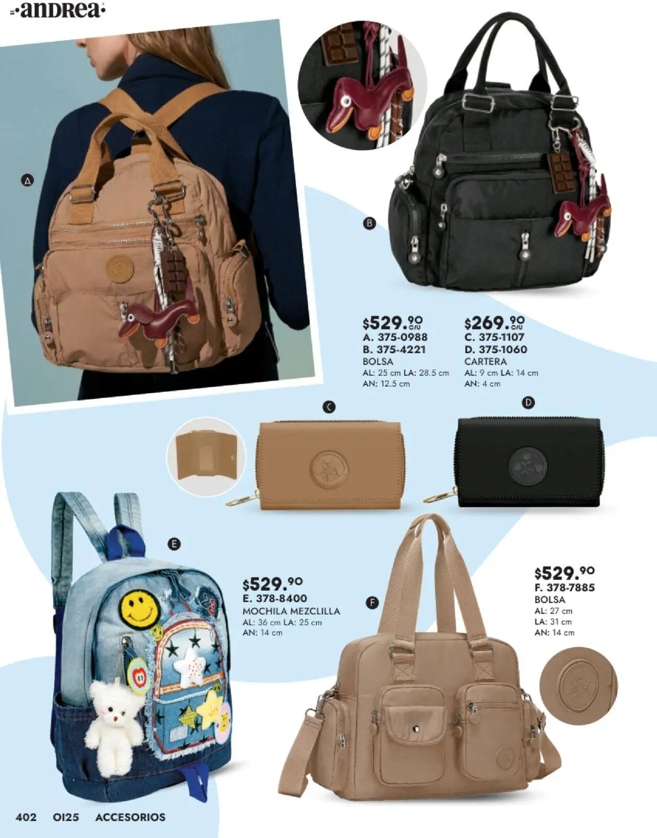 Nuevas ofertas de Andrea válidas en toda la República Mexicana desde el 24.08.2025. ¡Encuentra las mejores ofertas en Andrea - Catálogo Accesorios! | Página: 16 | Productos: Bolsa, Mochila