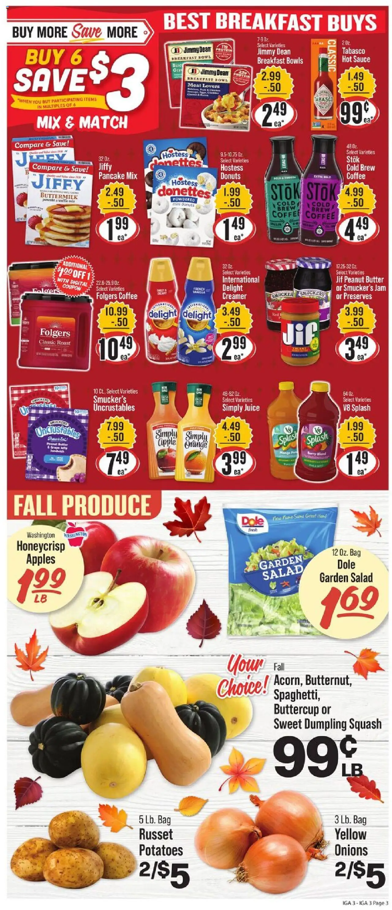 IGA Weekly Ad - valid from 24.09.2025 | Page: 3 | Products: Squash, Butter, Juice, Bag