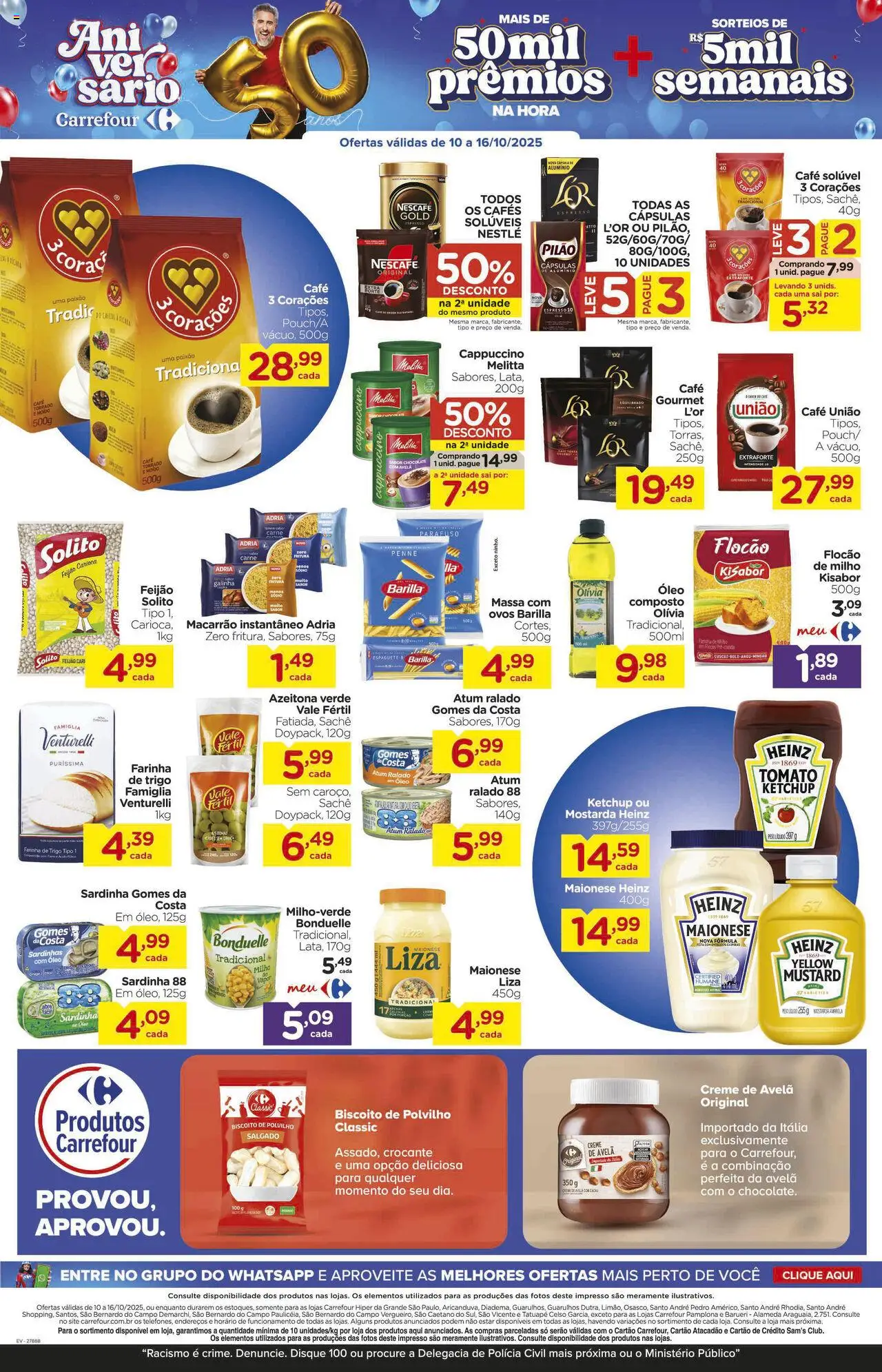 Carrefour Folheto - válido de 10.10.2025 | Página: 6 | Produtos: Feijão, Polvilho, Massa, Avelã