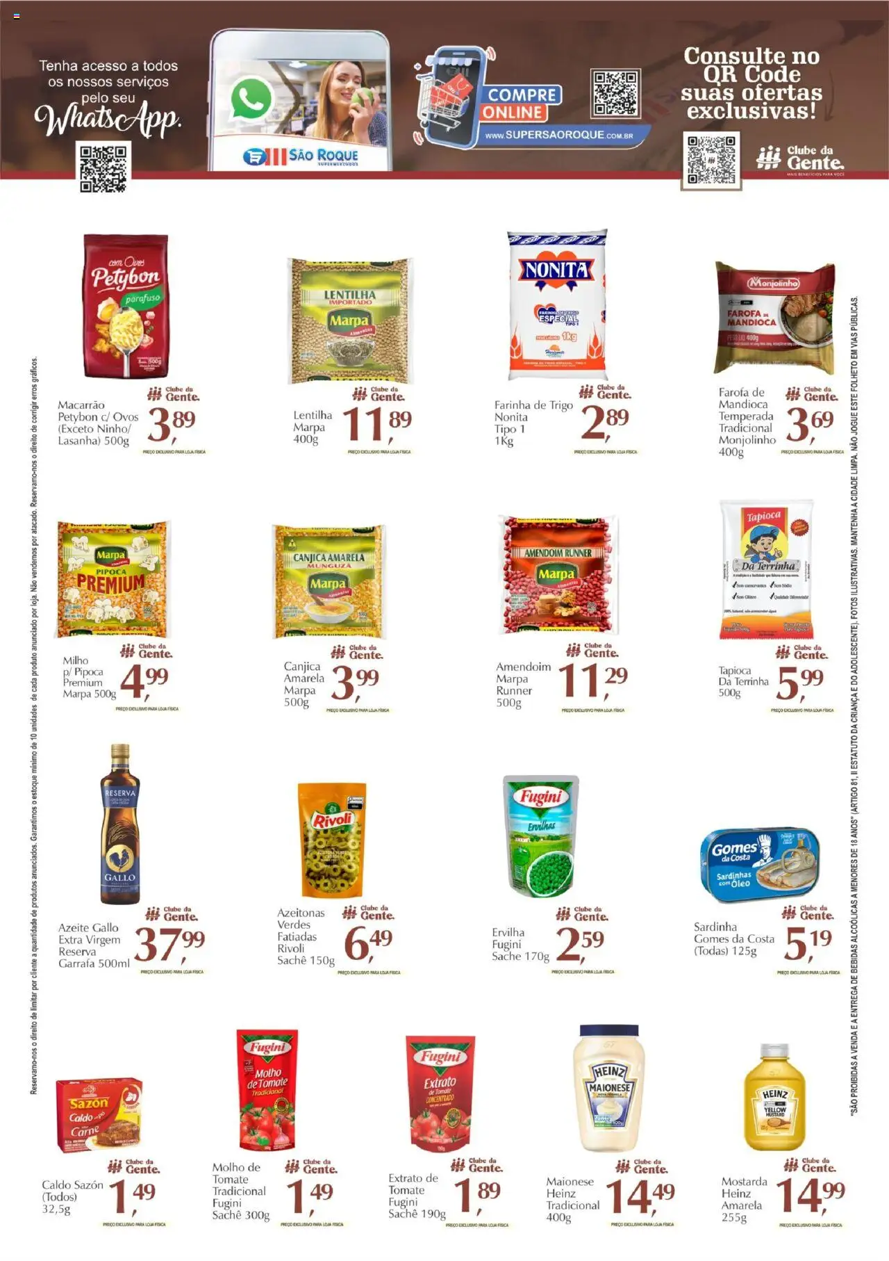São Roque Supermercados Folheto - válido de 08.08.2025 | Página: 3 | Produtos: Mandioca, Farinha de trigo, Macarrão, Farofa