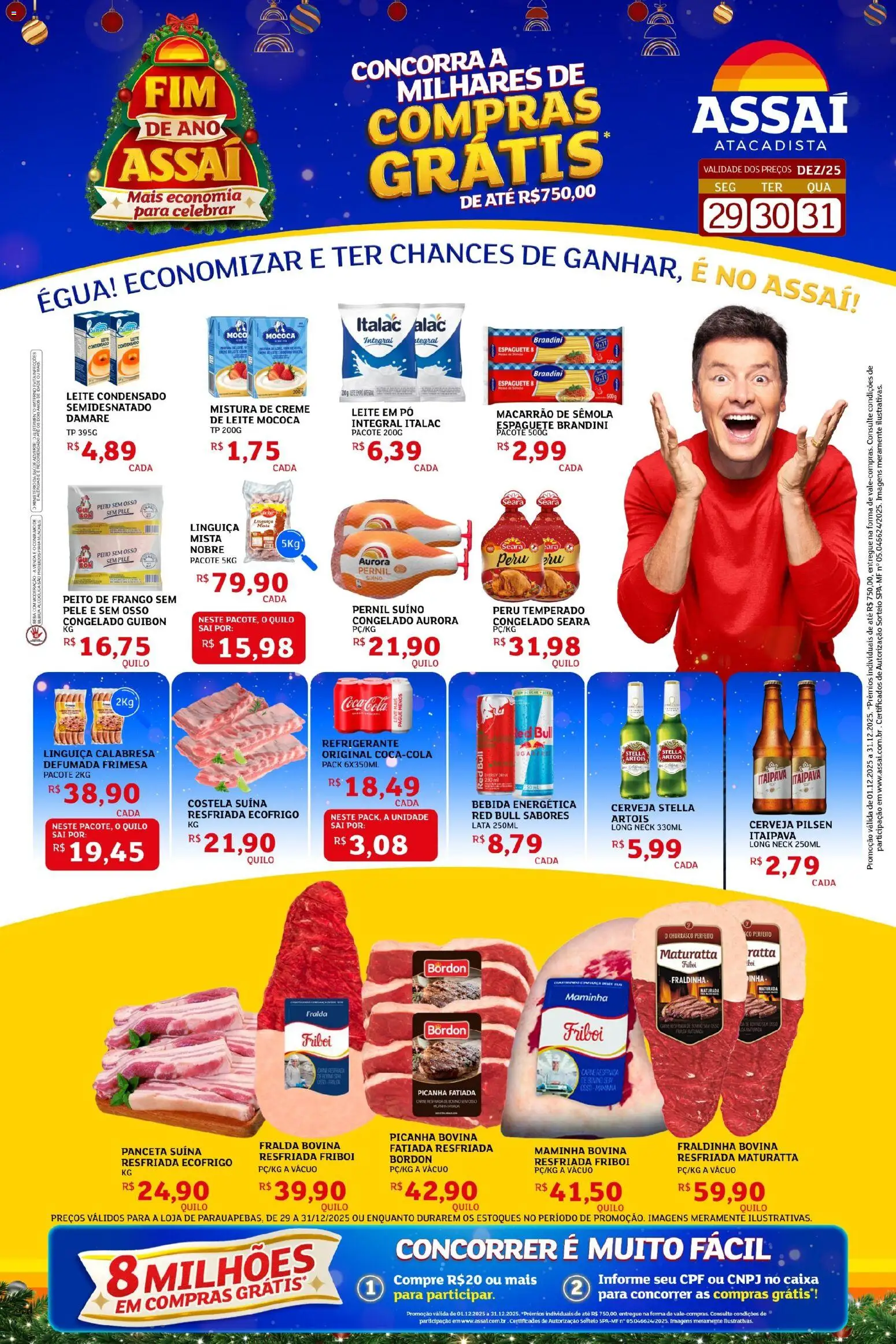 Assaí Atacadista Folheto - válido de 29.12.2025 | Página: 1 | Produtos: Pó, Macarrão, Bebida, Leite condensado