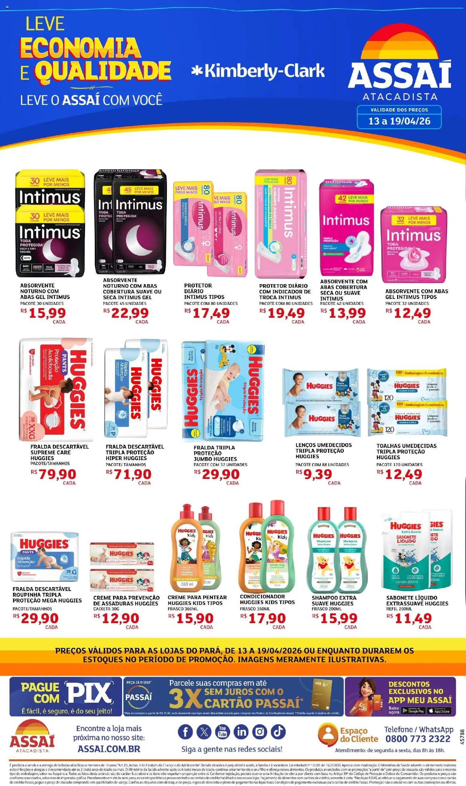 Assaí Atacadista Folheto - válido de 13.04.2026 | Página: 1 | Produtos: Shampoo, Base, Creme, Fraldas
