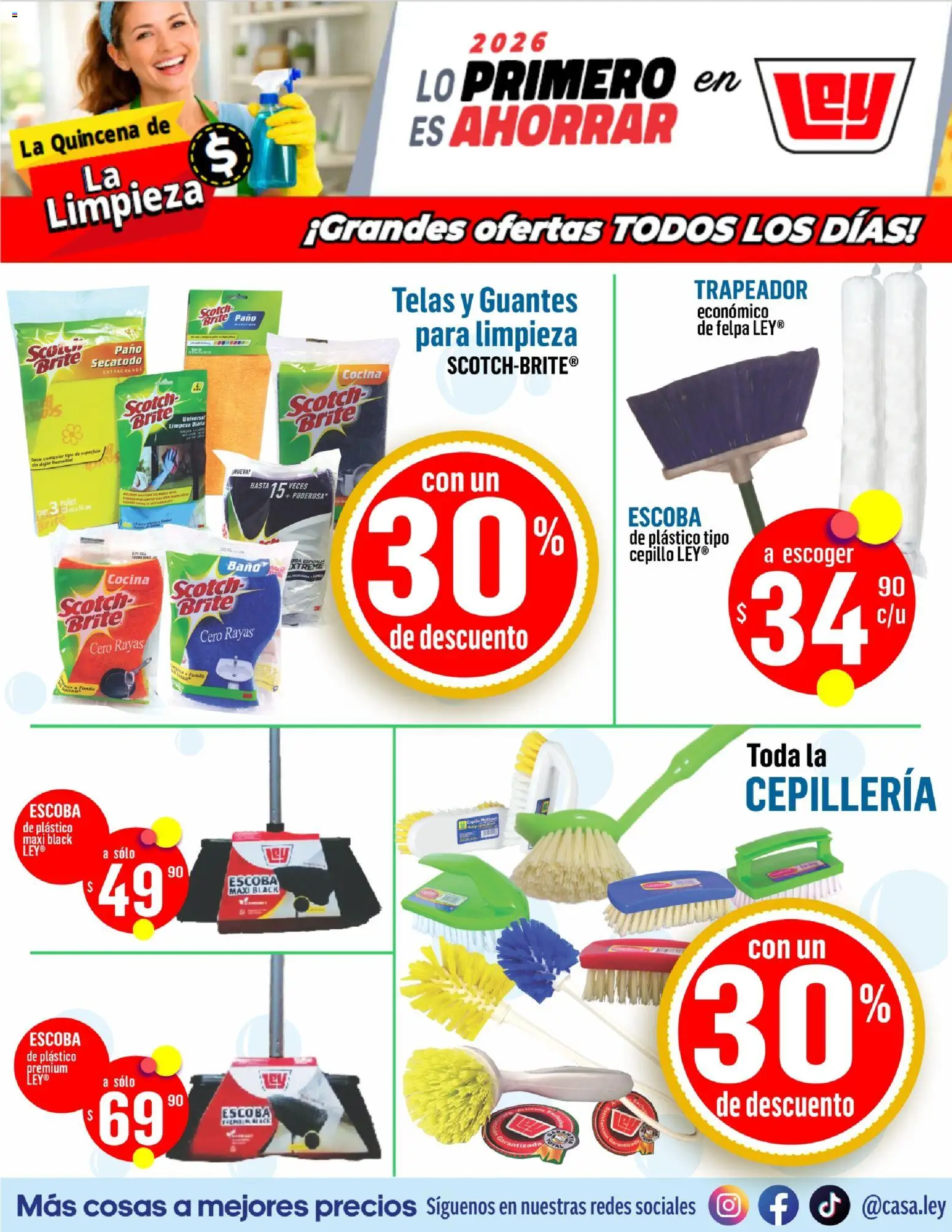 Nuevas ofertas de Casa Ley válidas en toda la República Mexicana desde el 02.01.2026. ¡Encuentra las mejores ofertas en Casa Ley folleto Quincena de la Limpieza! | Página: 5 | Productos: Escoba, Trapeador, Cocina, Baño