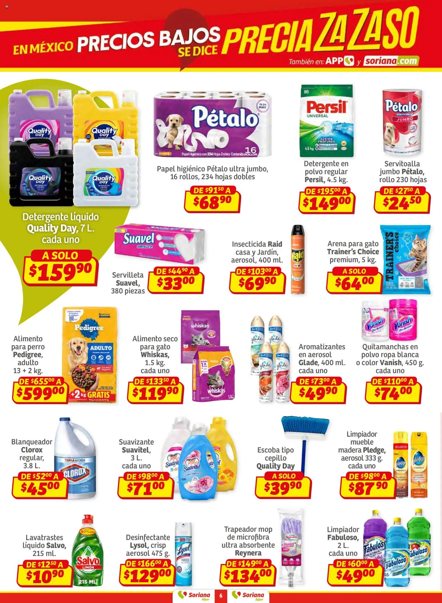 Nuevas ofertas de Soriana válidas en toda la República Mexicana desde el 02.01.2026. ¡Encuentra las mejores ofertas en Soriana - Preciazazaso Híper: Ags, Col, Gto, Jal, Mich! | Página: 6 | Productos: Limón, Limpiador, Desinfectante, Ropa