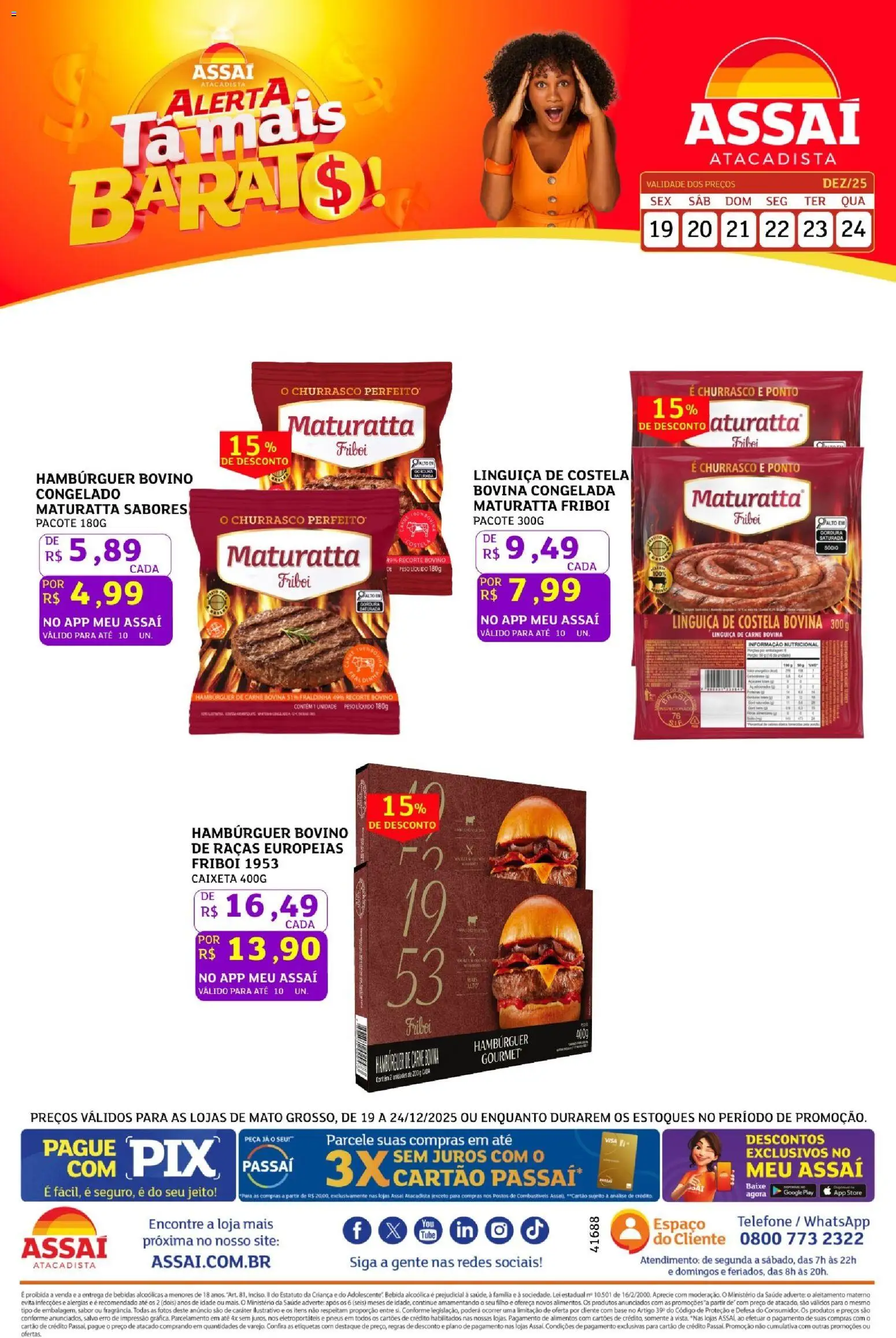Assaí Atacadista Folheto - válido de 19.12.2025 | Página: 1 | Produtos: Linguiça, Fraldinha, Carne, Bebida