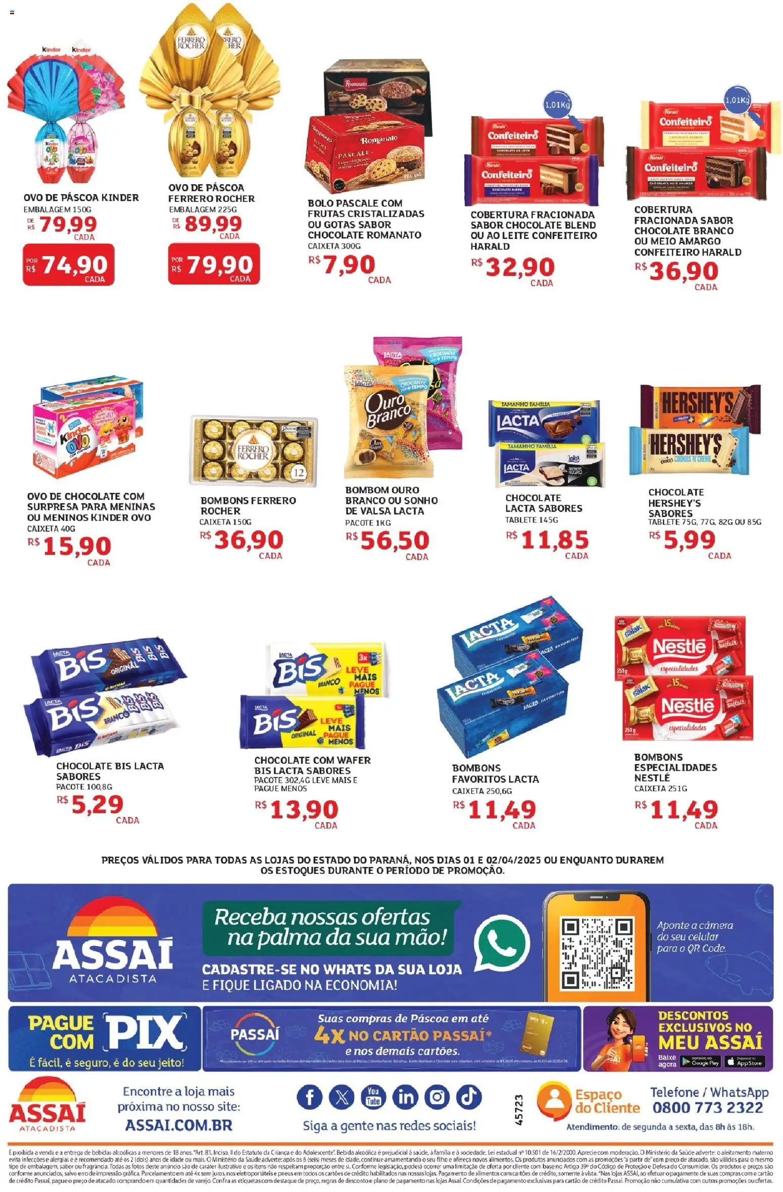 Assaí Atacadista Folheto - válido de 01.04.2026 | Página: 2 | Produtos: Ovo de páscoa, Base, Bebida, Bombom