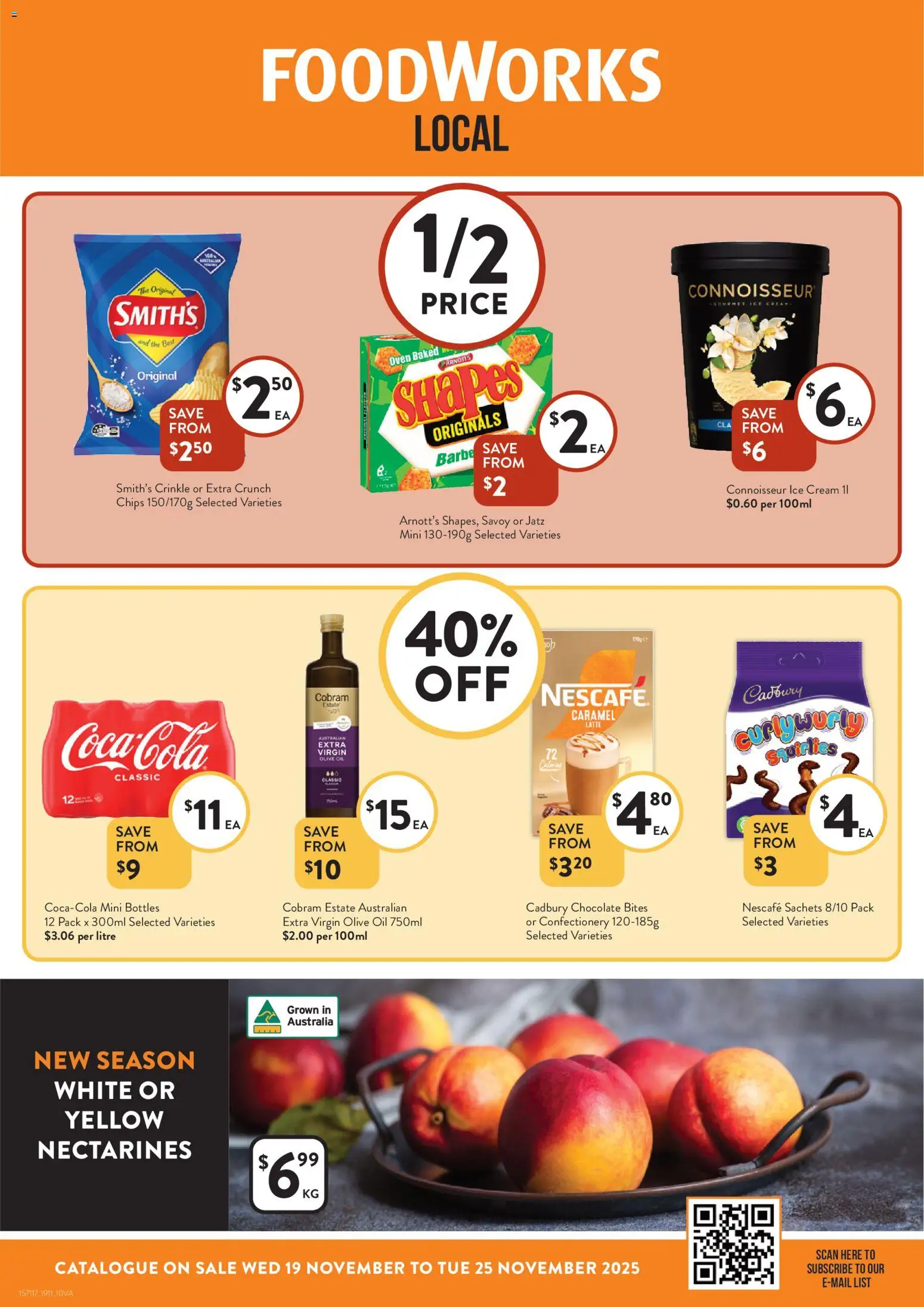 Foodworks catalogue - valid from 19.11.2025 | Page: 1 | Products: Olive oil, Cream, Nescafe, Oven