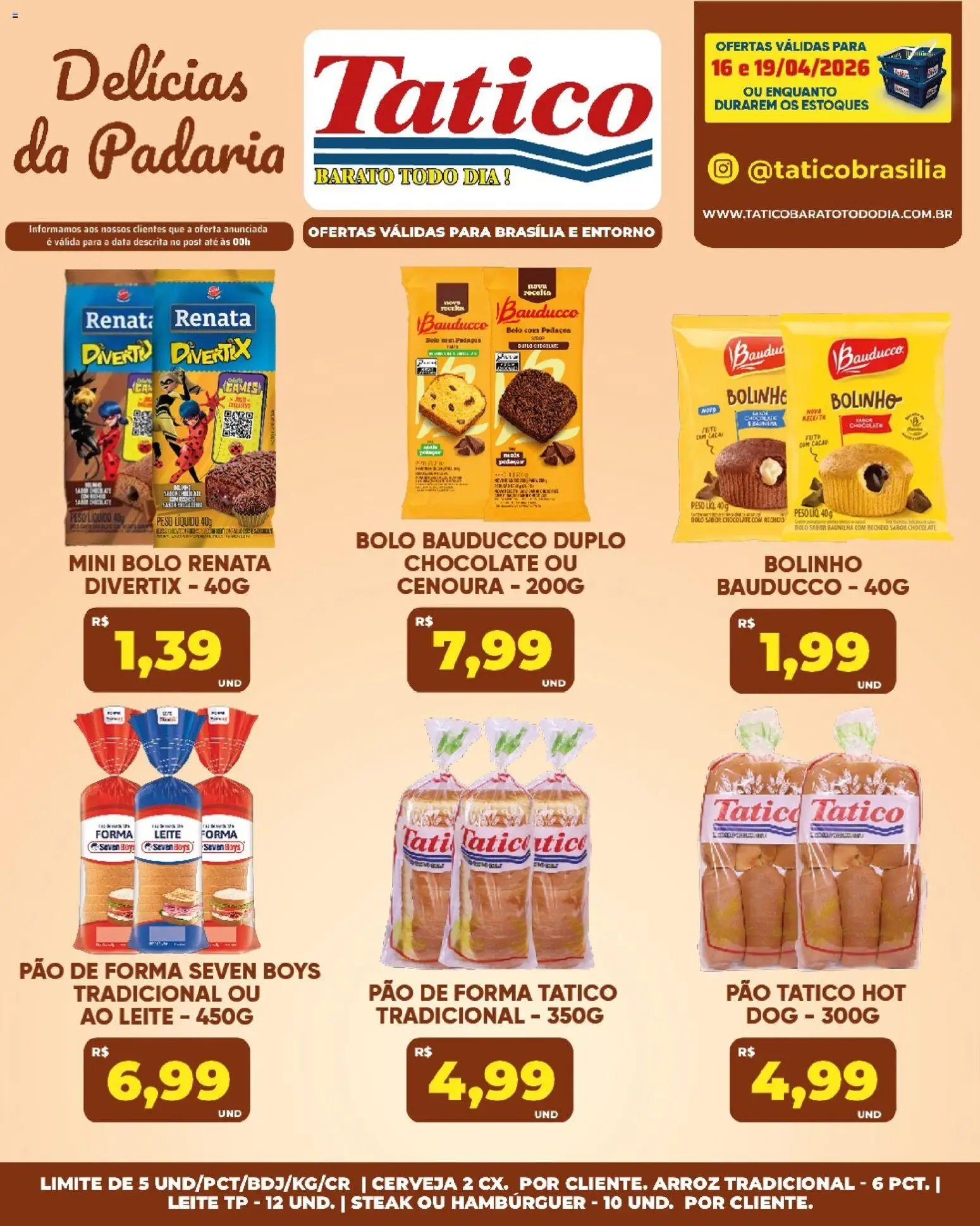 Tatico Folheto - válido de 16.04.2026 | Página: 21 | Produtos: Leite, Chocolate, Arroz, Hambúrguer
