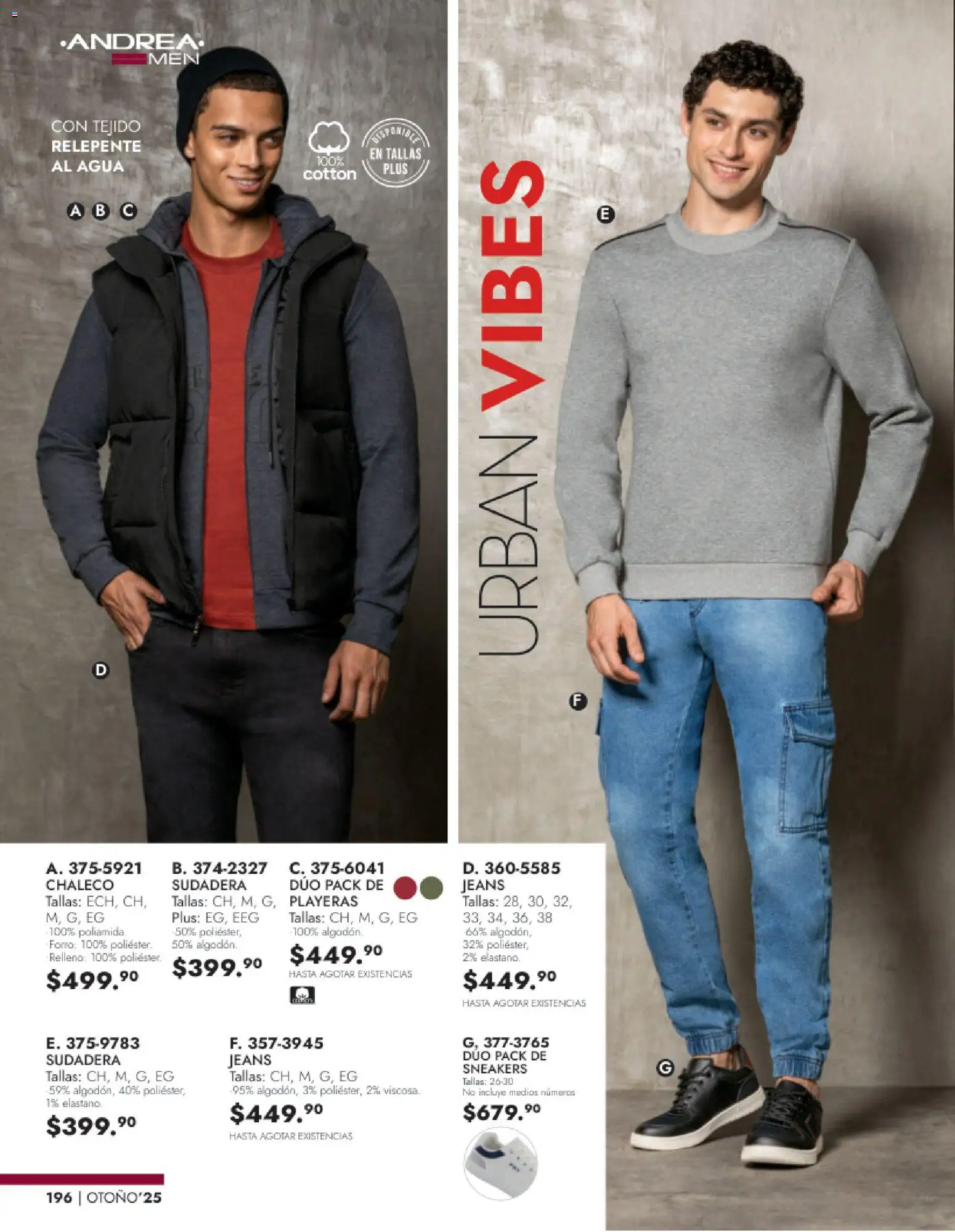 Nuevas ofertas de Andrea válidas en toda la República Mexicana desde el 26.11.2025. ¡Encuentra las mejores ofertas en Andrea catálogo Vestir Caballero otoño! | Página: 34 | Productos: Chaleco, Agua, Sudadera