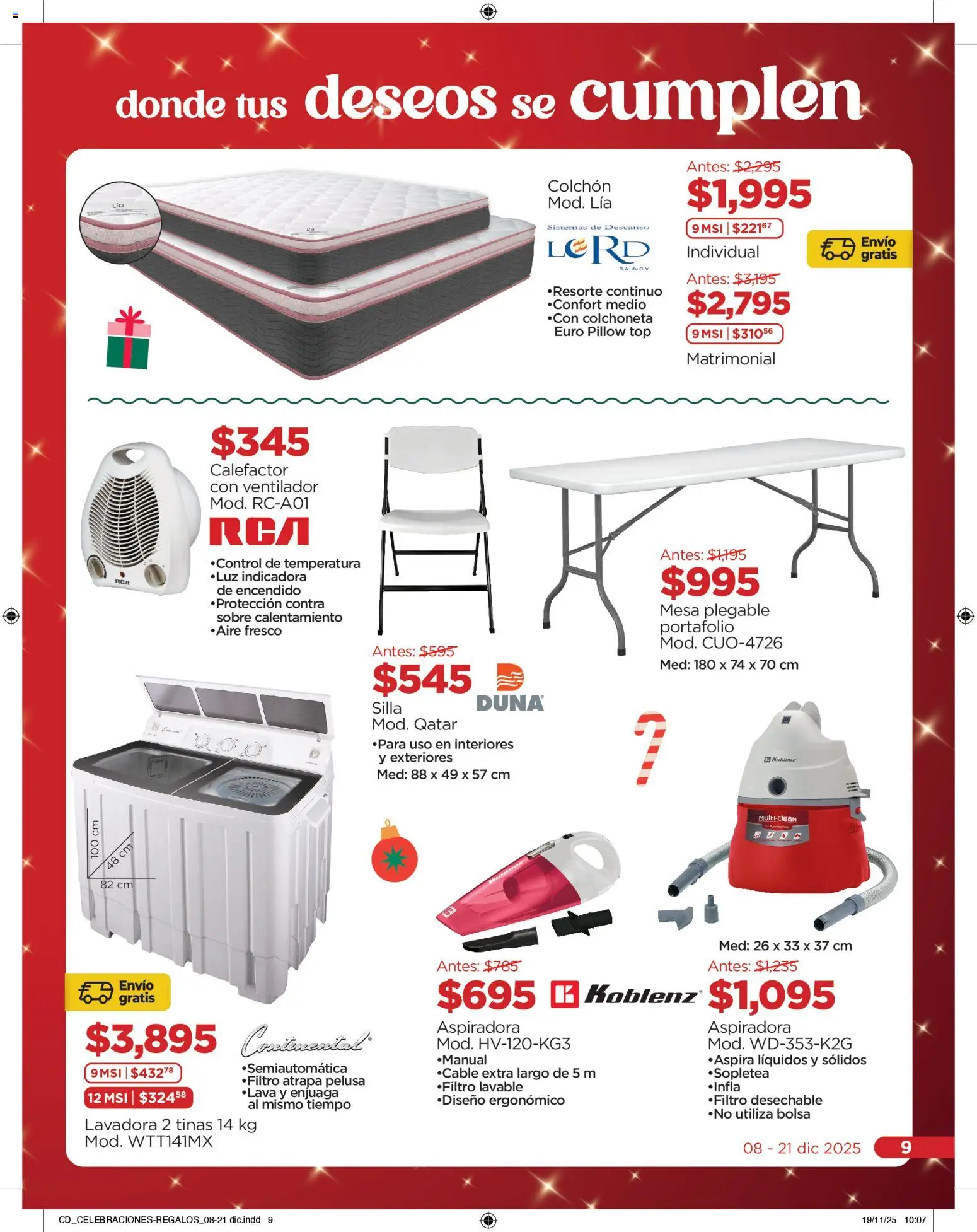 Nuevas ofertas de Chedraui válidas en toda la República Mexicana desde el 08.12.2025. ¡Encuentra las mejores ofertas en Chedraui folleto Navidad! | Página: 9 | Productos: Ventilador, Lavadora, Aspiradora, Top
