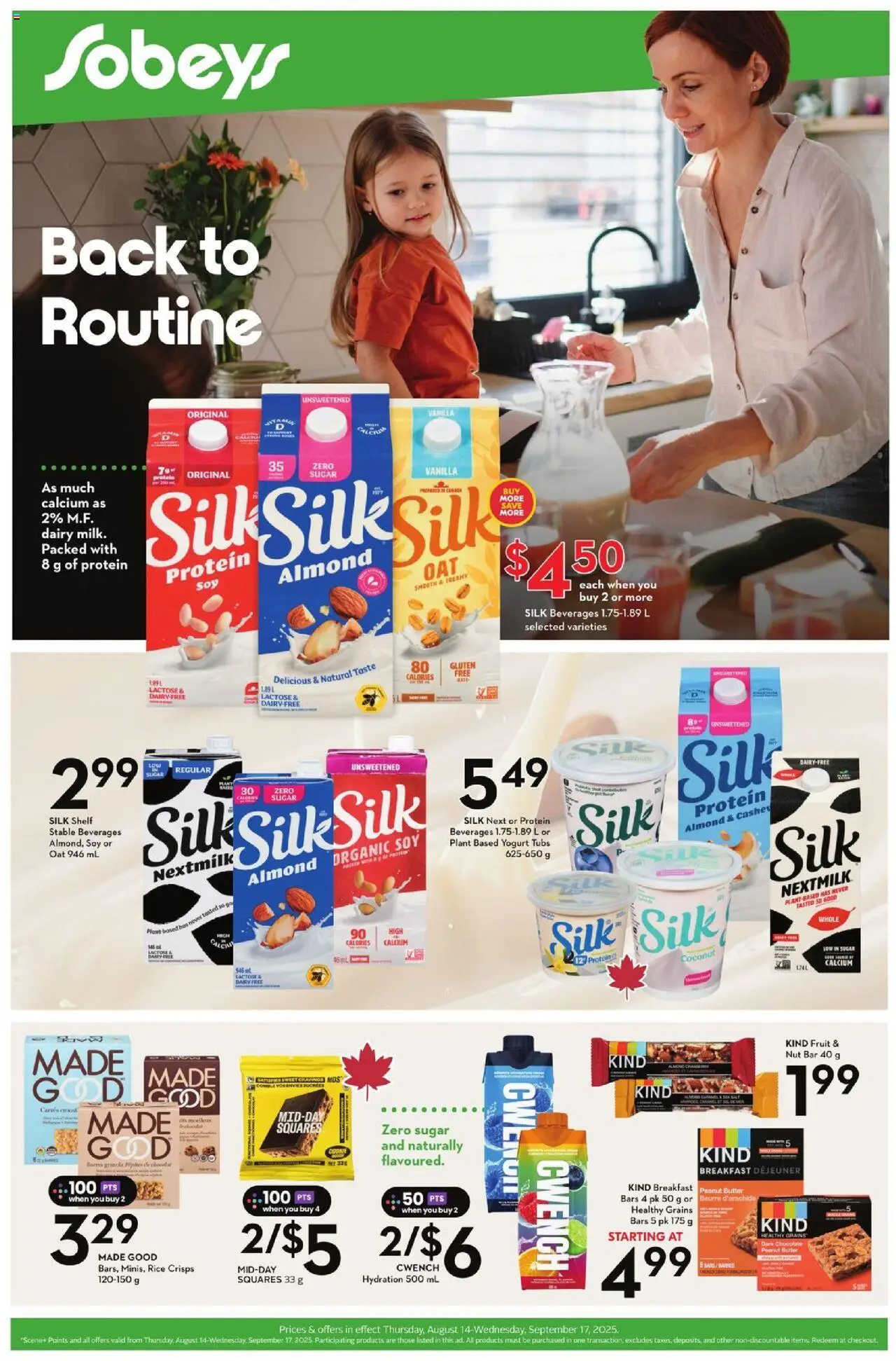 Sobeys flyer valid from 14.08.2025 | Page: 1 | Products: Rice, Butter, Yogurt, Chocolate