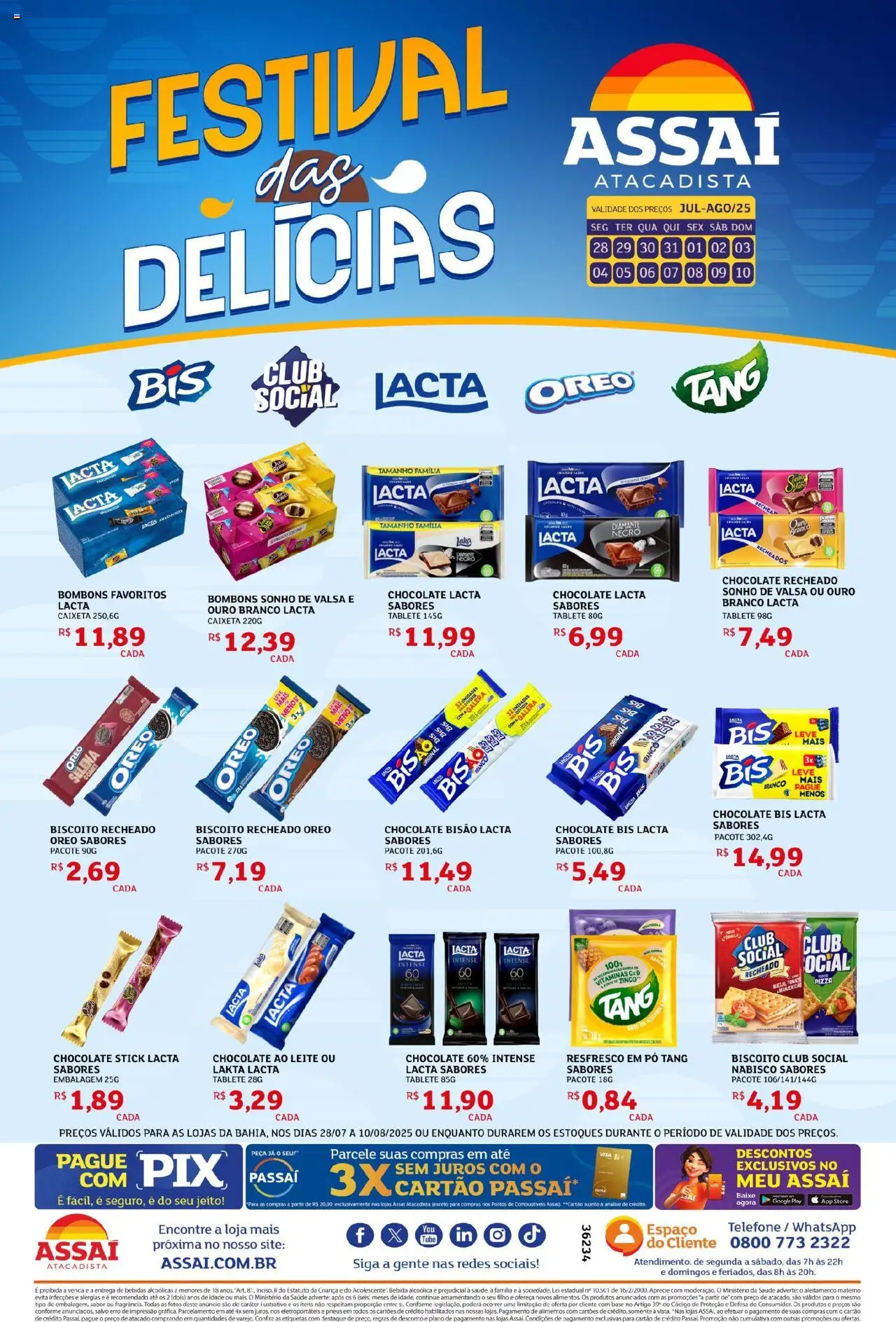 Assaí Atacadista Folheto - válido de 28.07.2025 | Página: 1 | Produtos: Pizza, Baixo, Telefone, Pá
