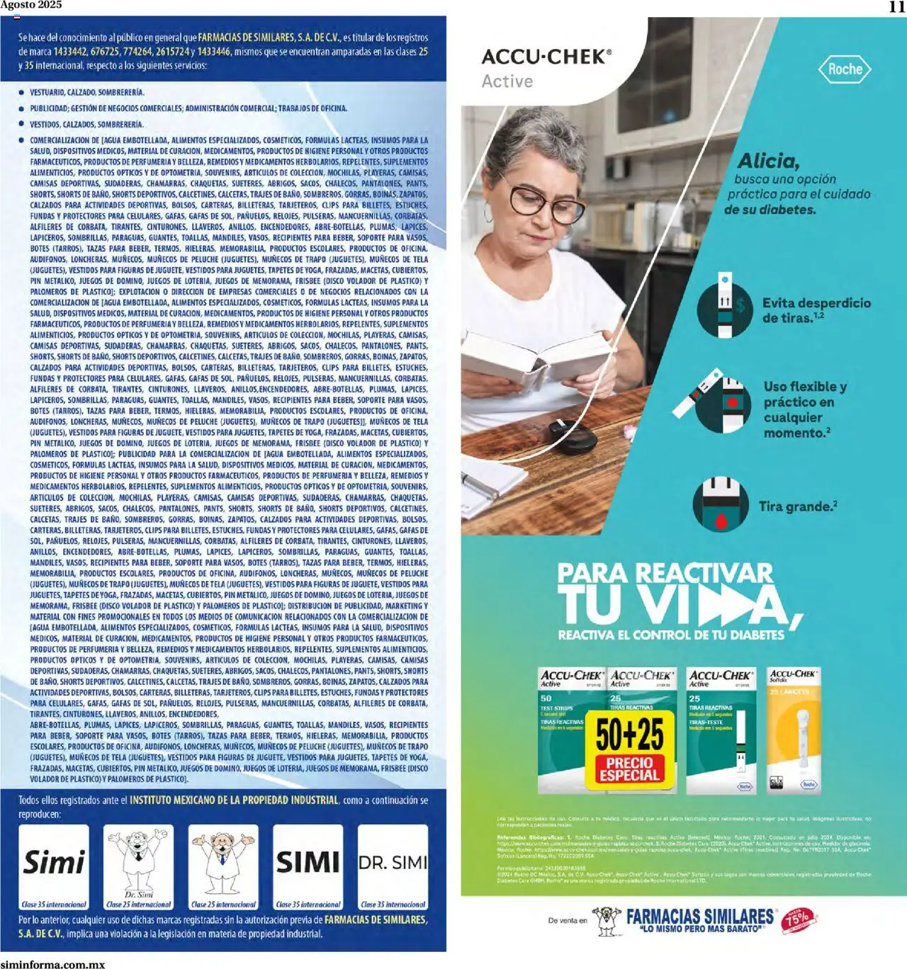 Nuevas ofertas de Farmacias Similares válidas en toda la República Mexicana desde el 15.08.2025. ¡Encuentra las mejores ofertas en Farmacias Similares - Catálogo Siminforma! | Página: 11 | Productos: Agua, Disco, Flexible
