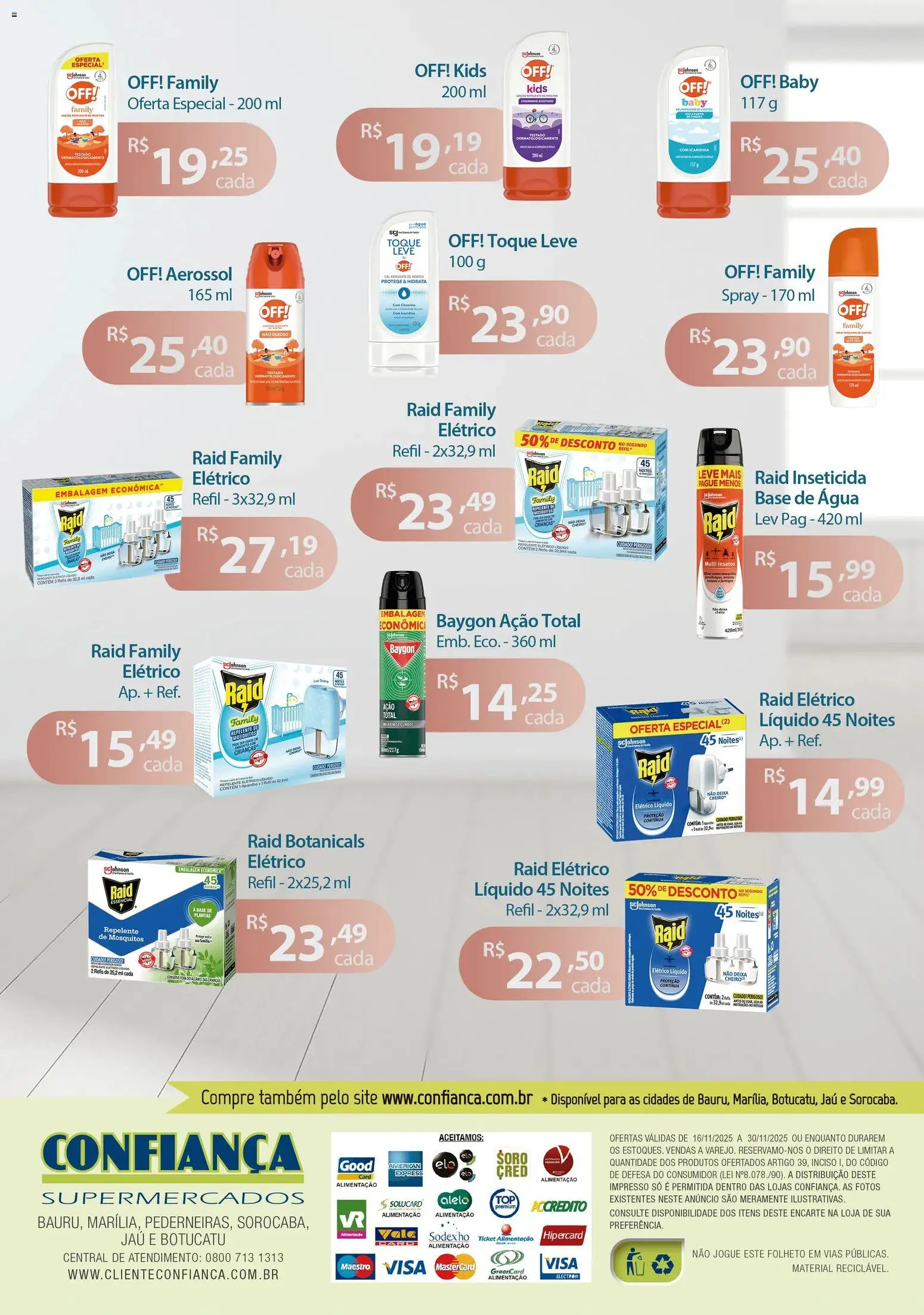 Confiança Folheto - válido de 16.11.2025 | Página: 2 | Produtos: Base, Repelente, Inseticida