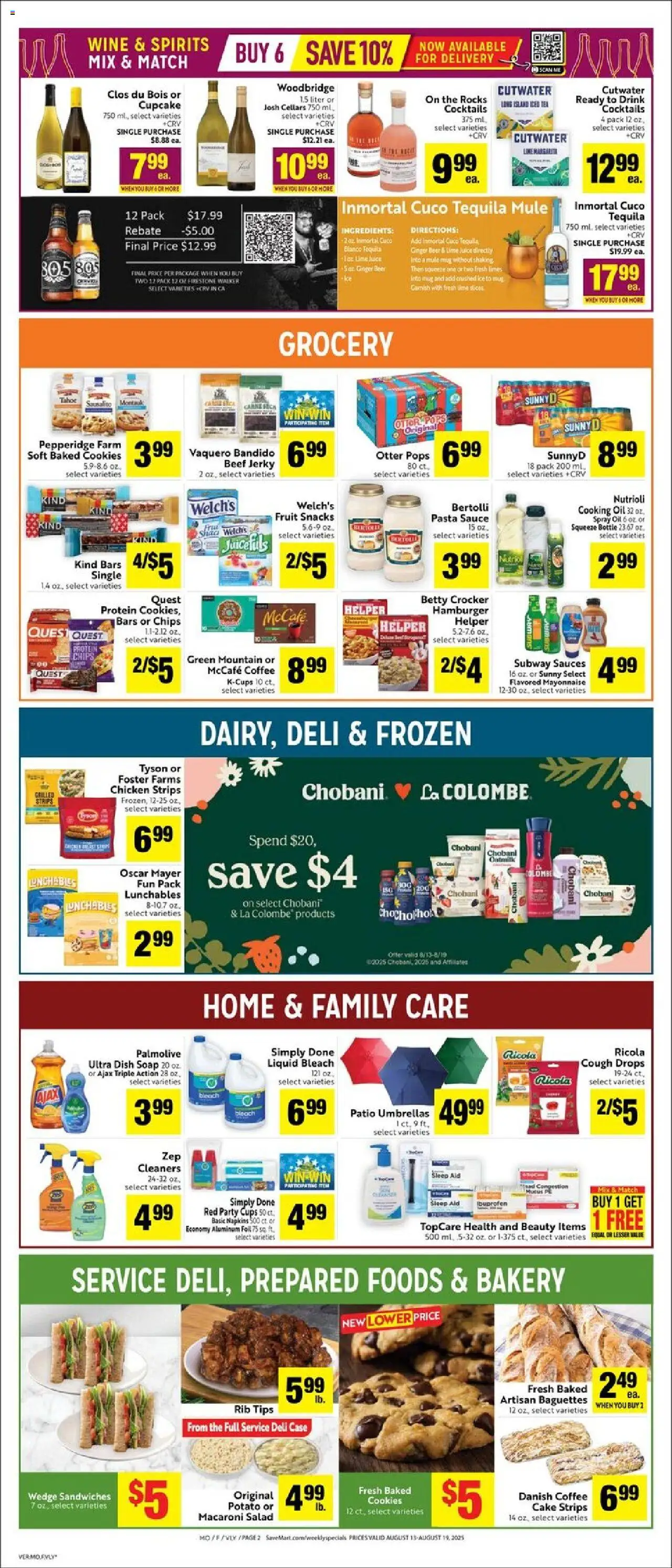Save Mart Weekly Ad - valid from 13.08.2025 | Page: 2 | Products: Cookies, Salad, Cupcake, Case