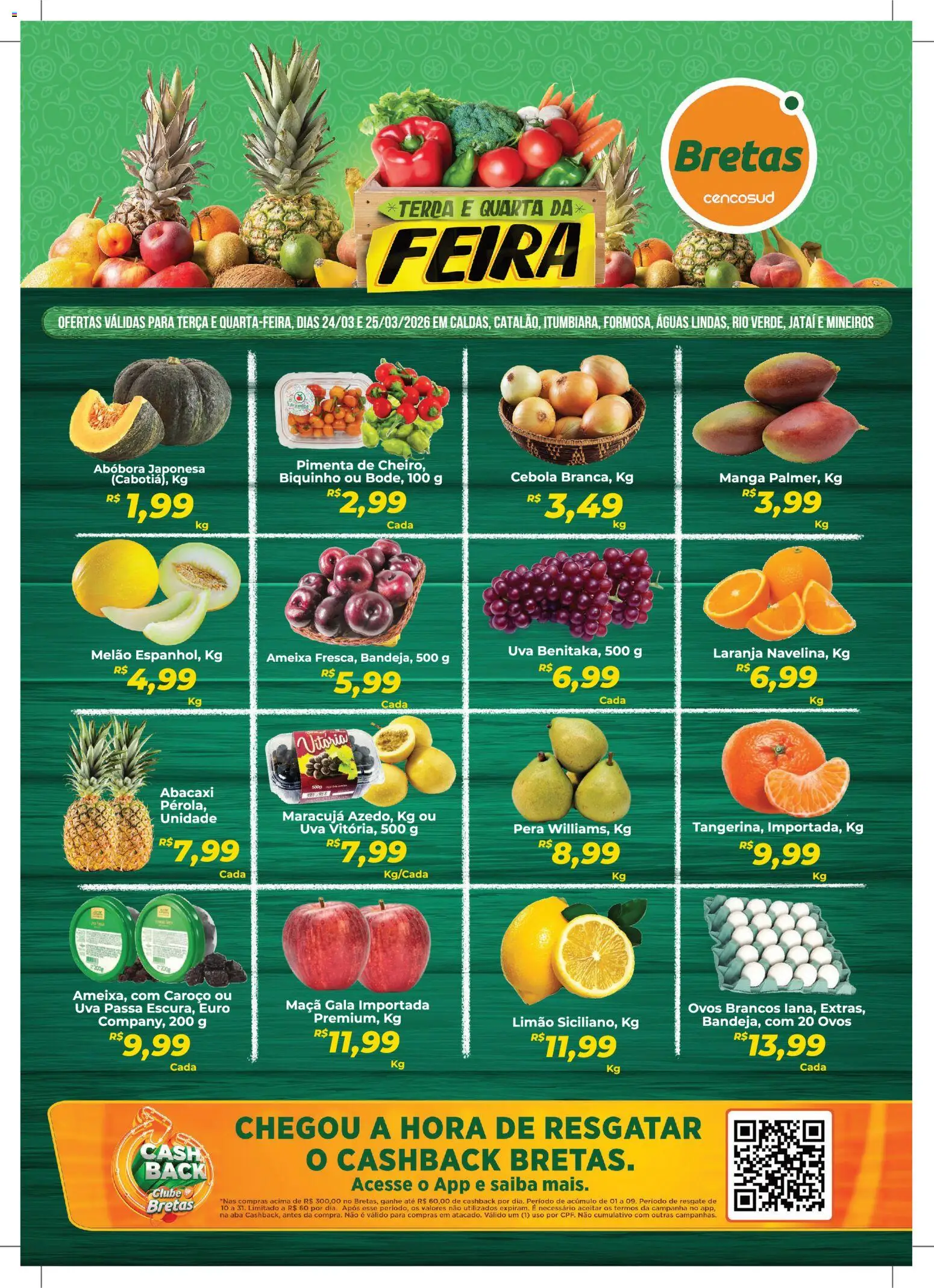Bretas Folheto - válido de 24.03.2026 | Página: 1 | Produtos: Melão, Pera, Pimenta, Ameixa