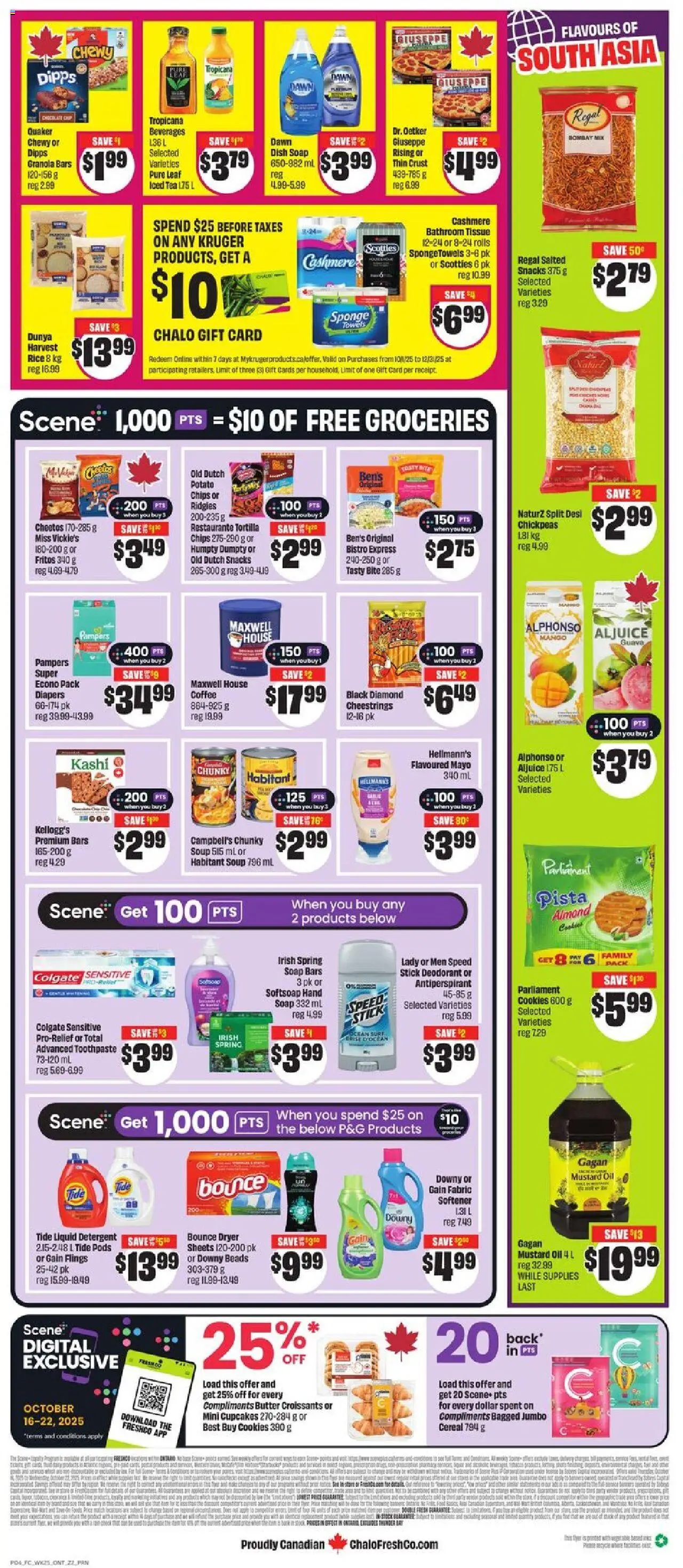 FreshCo flyer valid from 16.10.2025 | Page: 4 | Products: Sponge, Soap, Fabric softener, Butter